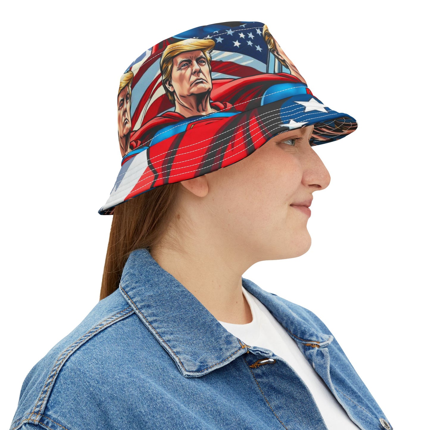 Trump Superman Bucket Hat President 45 47 Republican MAGA Gift