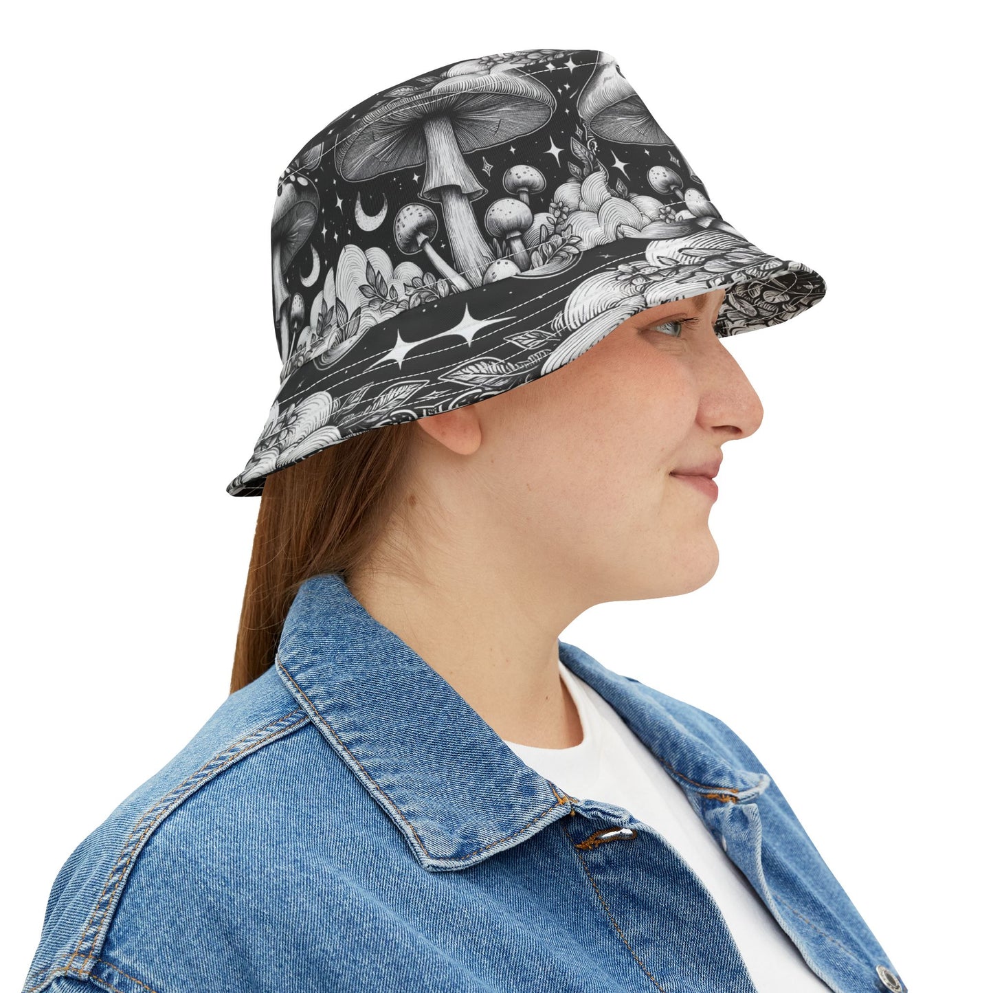 Mushroom Bucket Hat Gift Shrooms Fungi Holistic Fashion BOHO Vegan Vegitarian