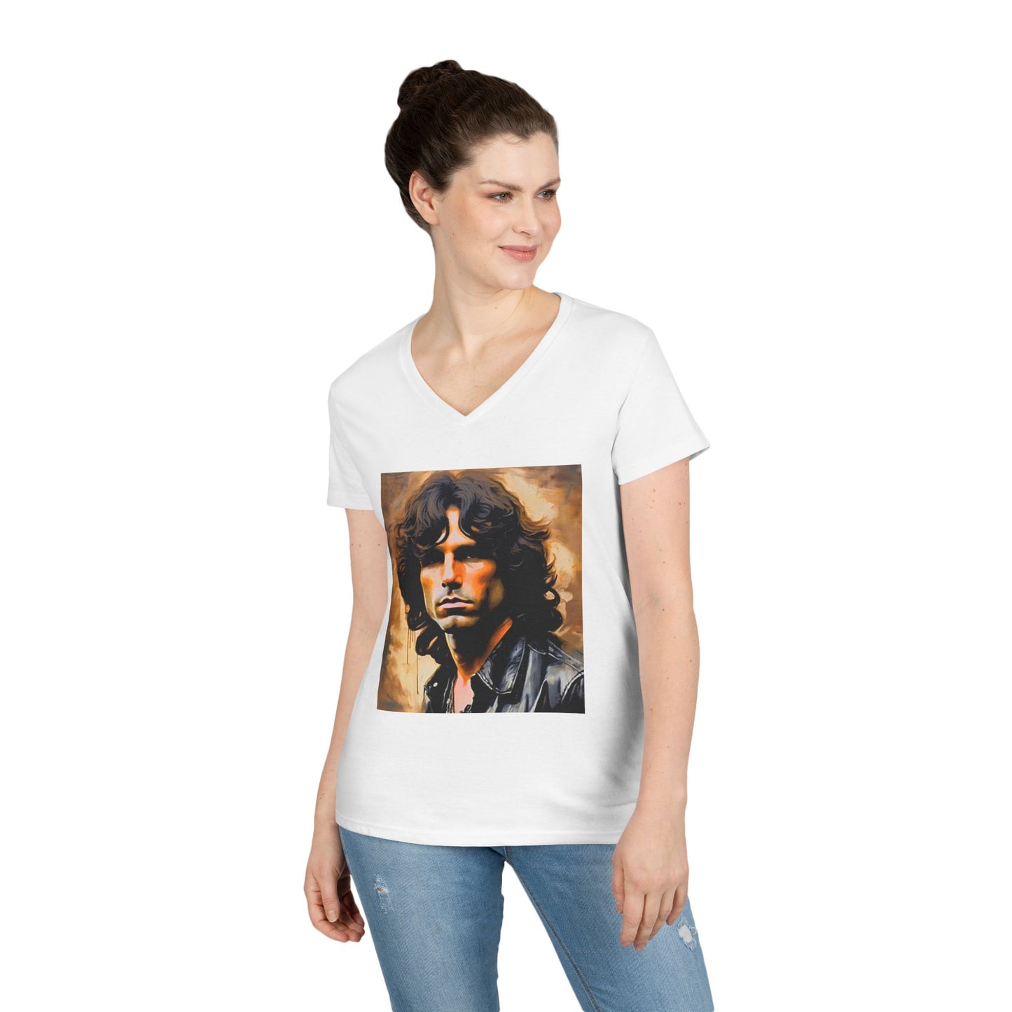 Jim Morrison Ladies' V-Neck T-Shirt 1960’s Vintage Style Rocker