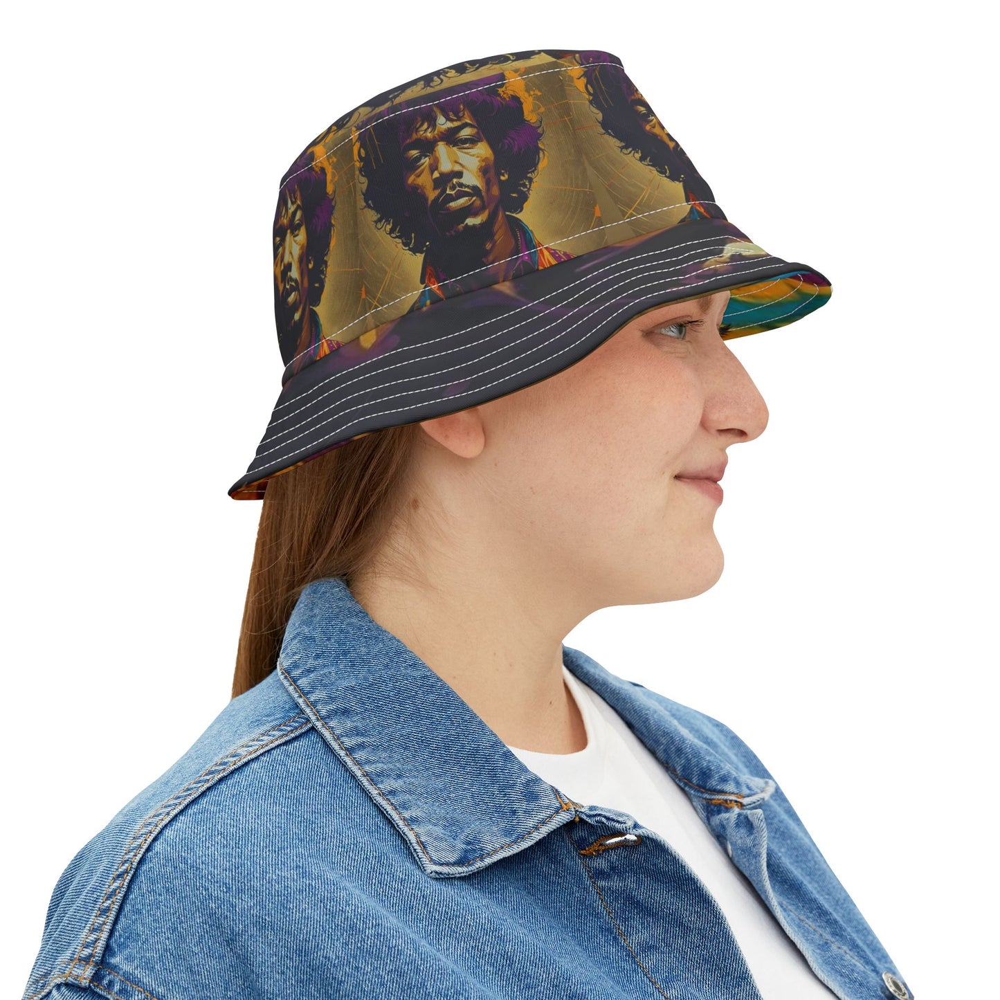 Jimmy Hendrix Bucket Hat Retro Style Musician Guitar 1960’s Hippy Boho Bohemian