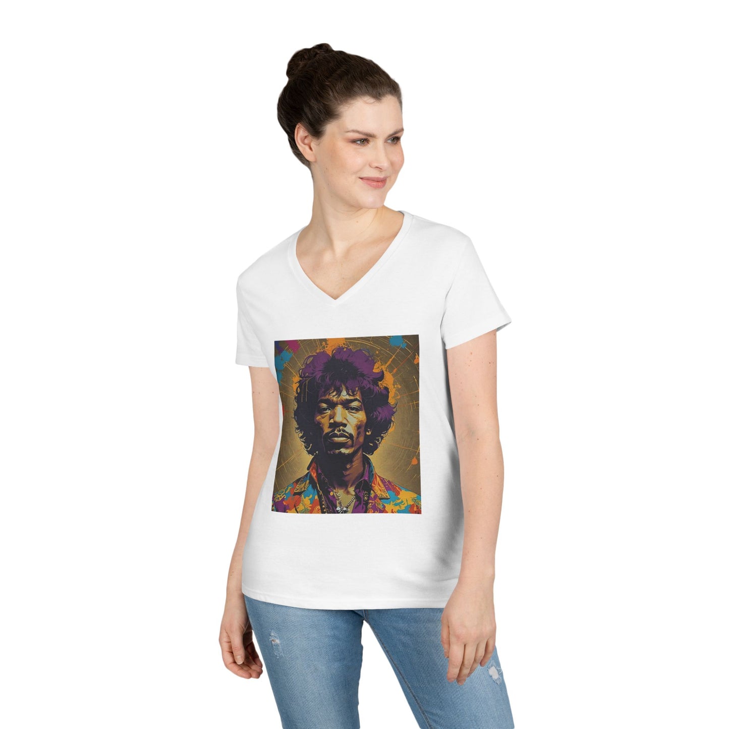 Jimmy Hendrix V-Neck Tee Gift Musician T-Shirt Music Lover Retro Vintage Style 1960’s
