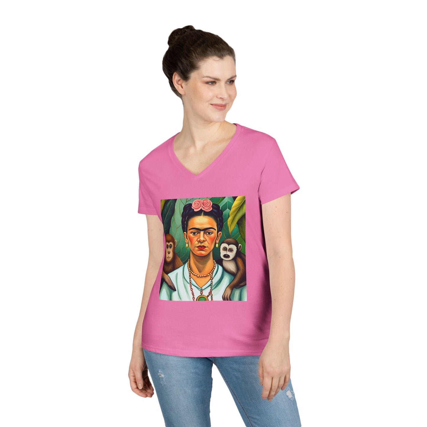 Frida Kahlo Ladies' V-Neck T-Shirt Artist Mexico Mexican