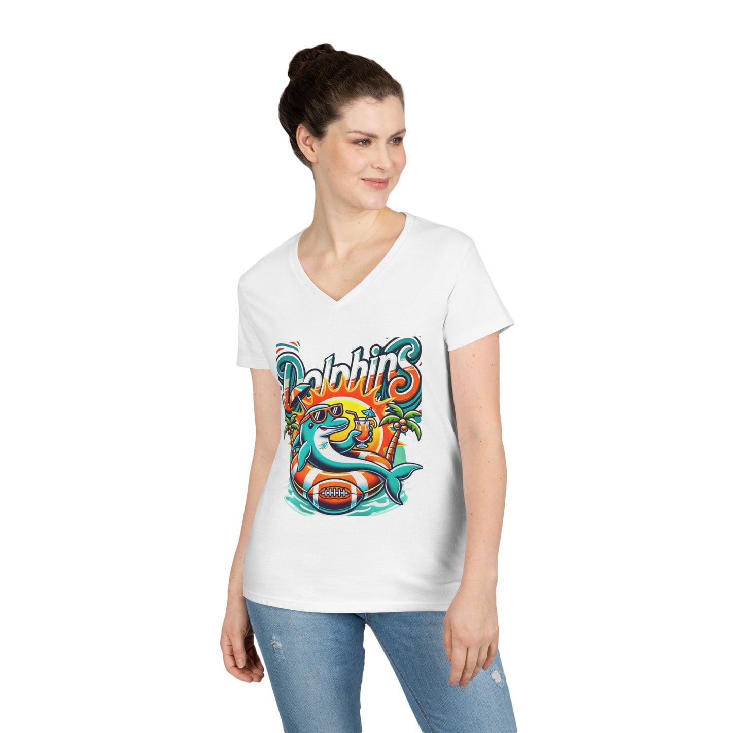 Dolphins Ladies' V-Neck T-Shirt