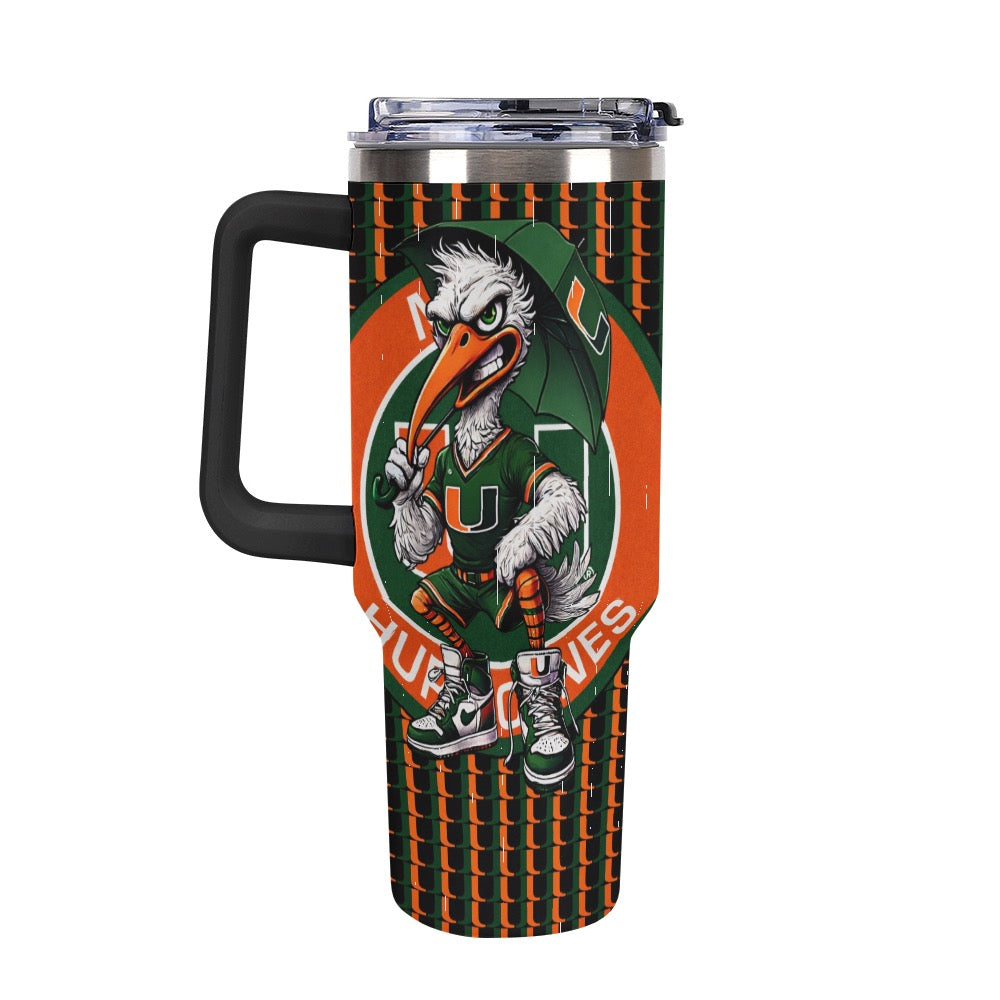 🟧🟩 Hurricanes UM University of Miami Car Cup – 40oz Stainless Steel Travel Mug 🟧🟩