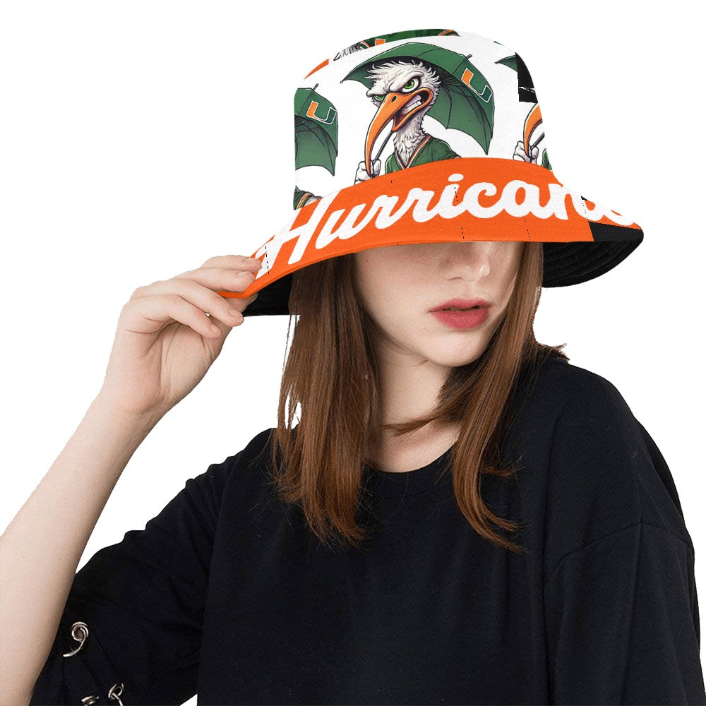 Hurricanes University of Miami UM Women's All Over Print Bucket Hat Small