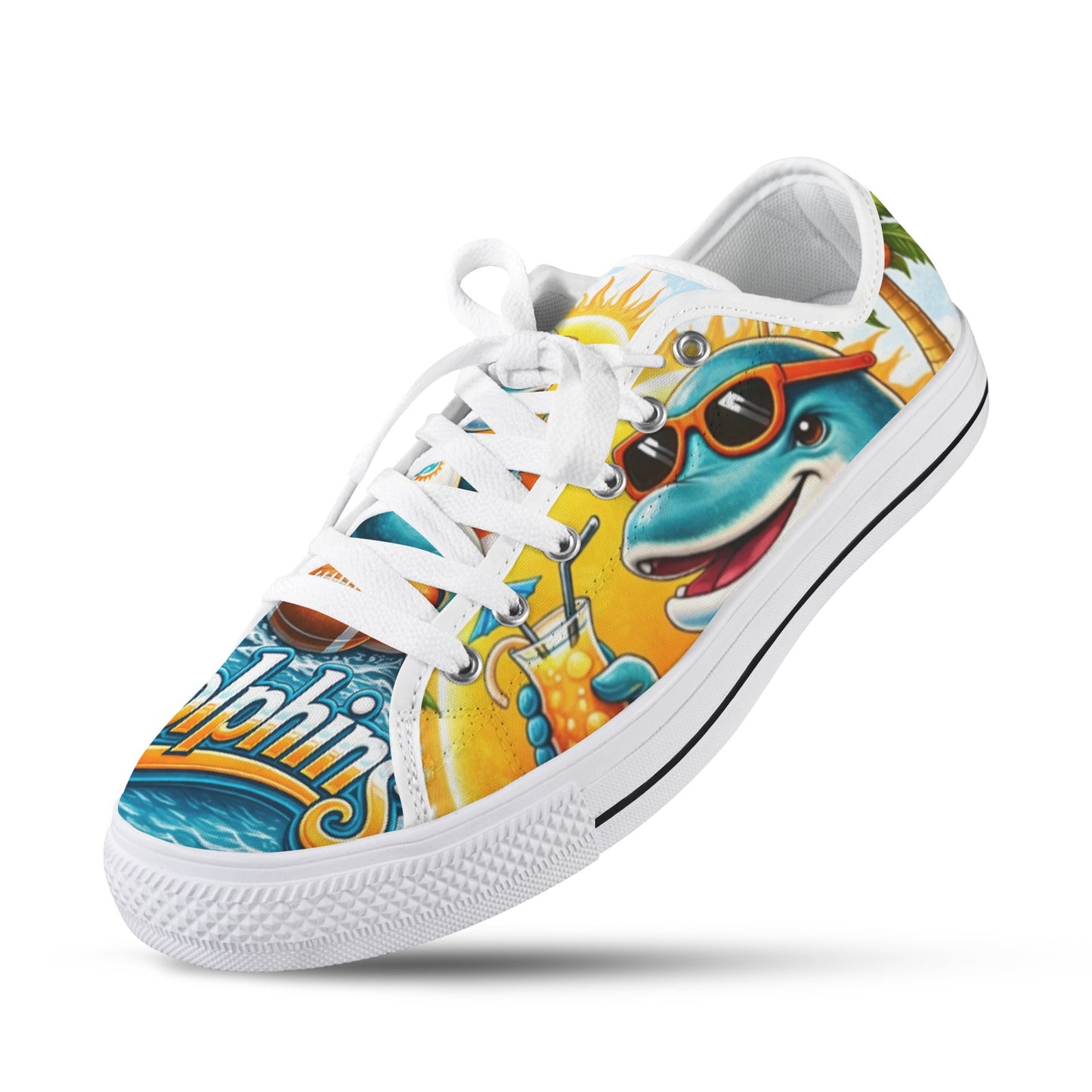 Miami Dolphins Women’s Low Top Sneakers, Football Fan Shoes, Miami Dolphins Shoes