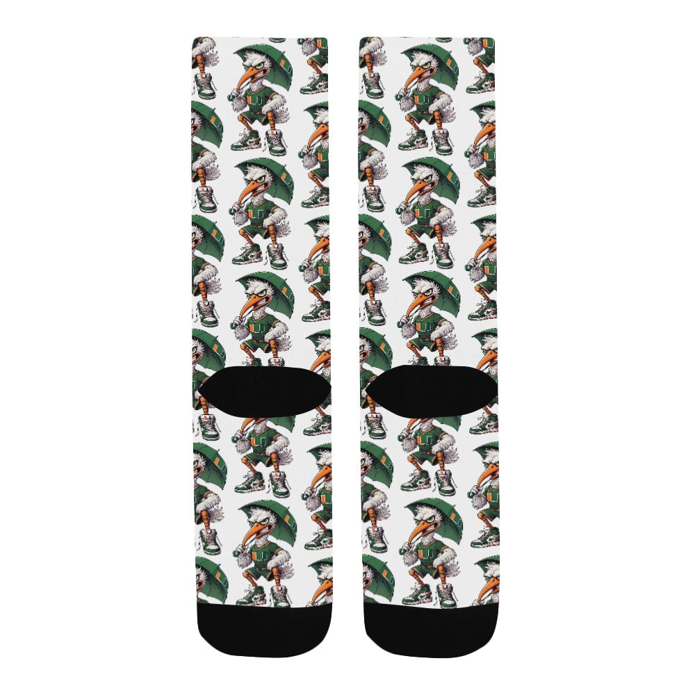 Miami Hurricanes Socks University of Miami UM Football Men’s Crew Socks