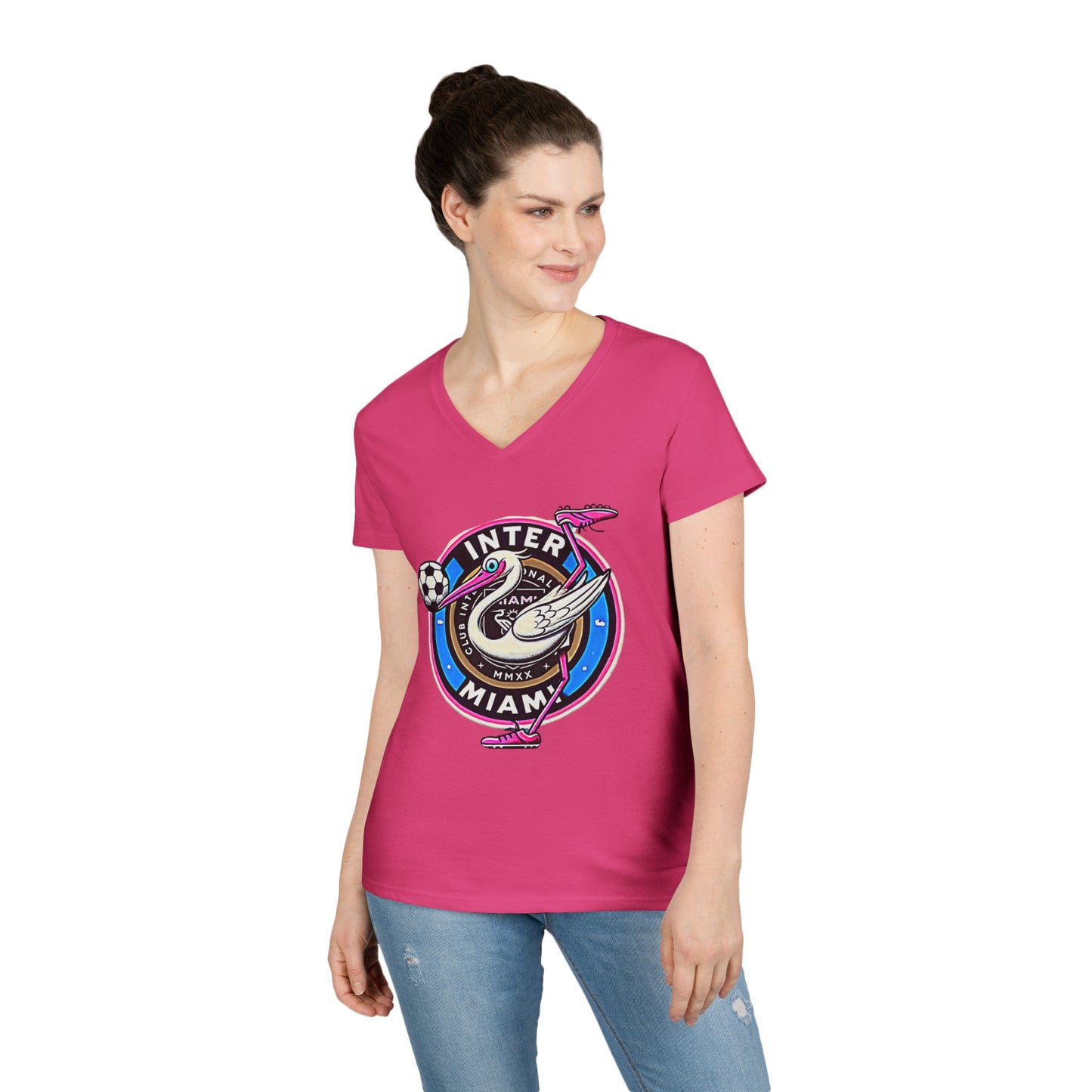 Inter Miami Soccer Ladies' V-Neck T-Shirt Sports Wear