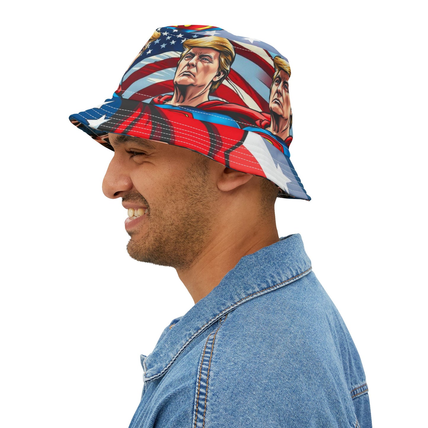Trump Superman Bucket Hat President 45 47 Republican MAGA Gift