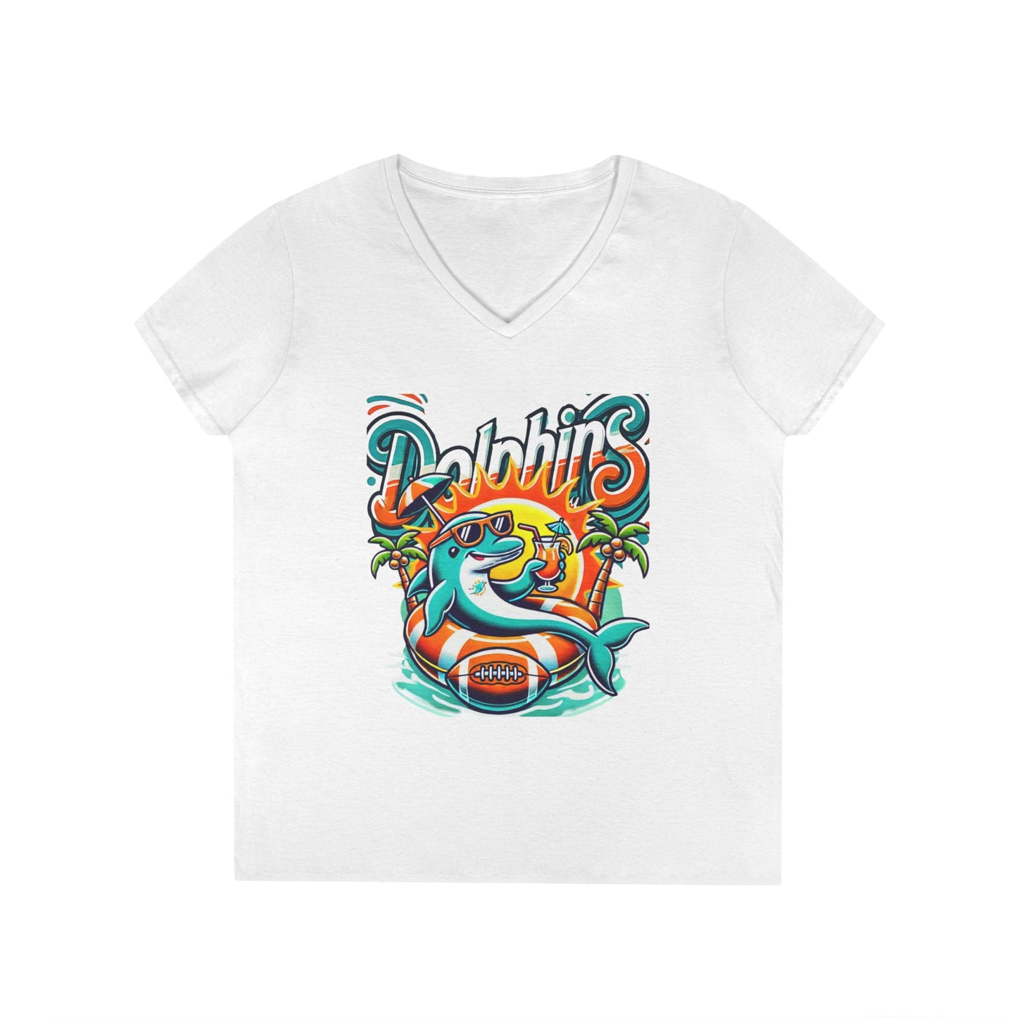 Dolphins Ladies' V-Neck T-Shirt