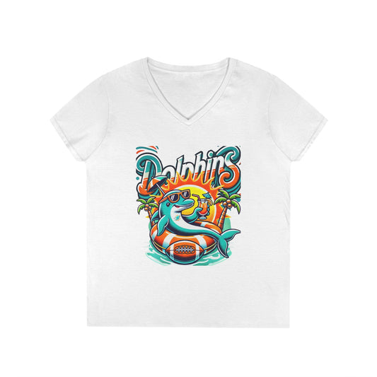 Dolphins Ladies' V-Neck T-Shirt