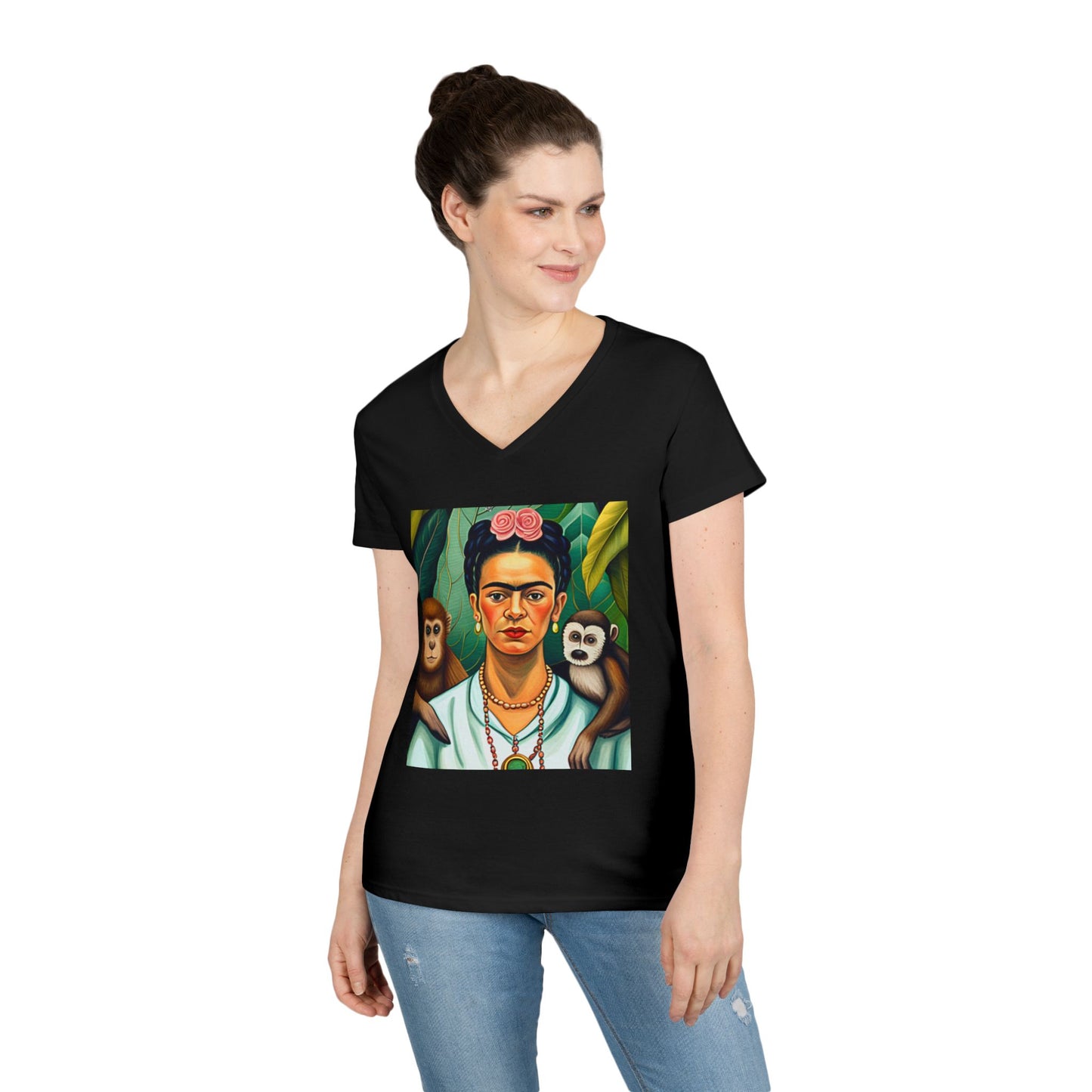 Frida Kahlo Ladies' V-Neck T-Shirt Artist Mexico Mexican