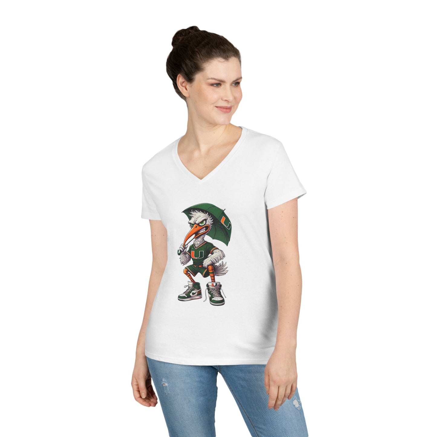 Hurricane Ladies' V-Neck T-Shirt Miami University Sports Fan College