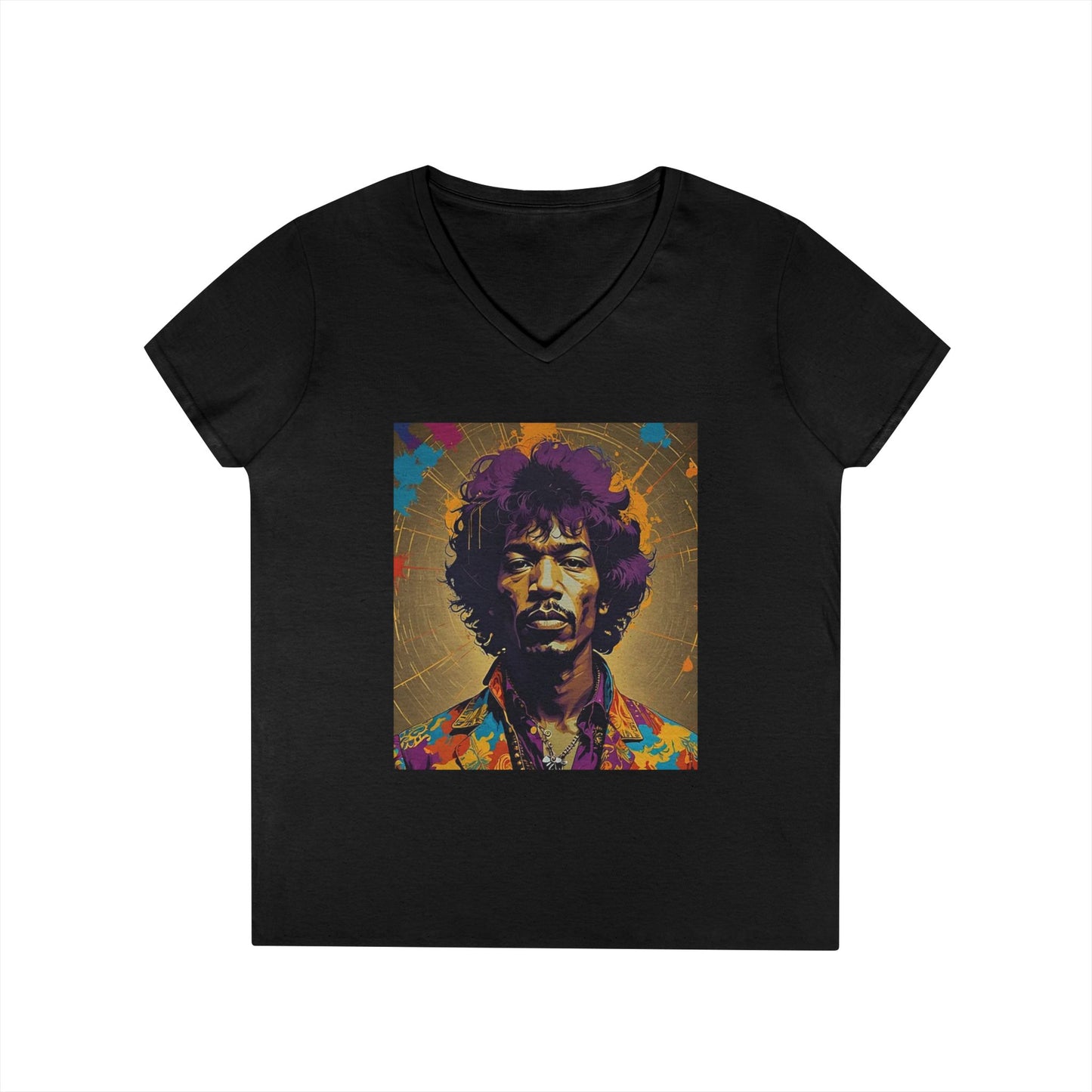 Jimmy Hendrix V-Neck Tee Gift Musician T-Shirt Music Lover Retro Vintage Style 1960’s