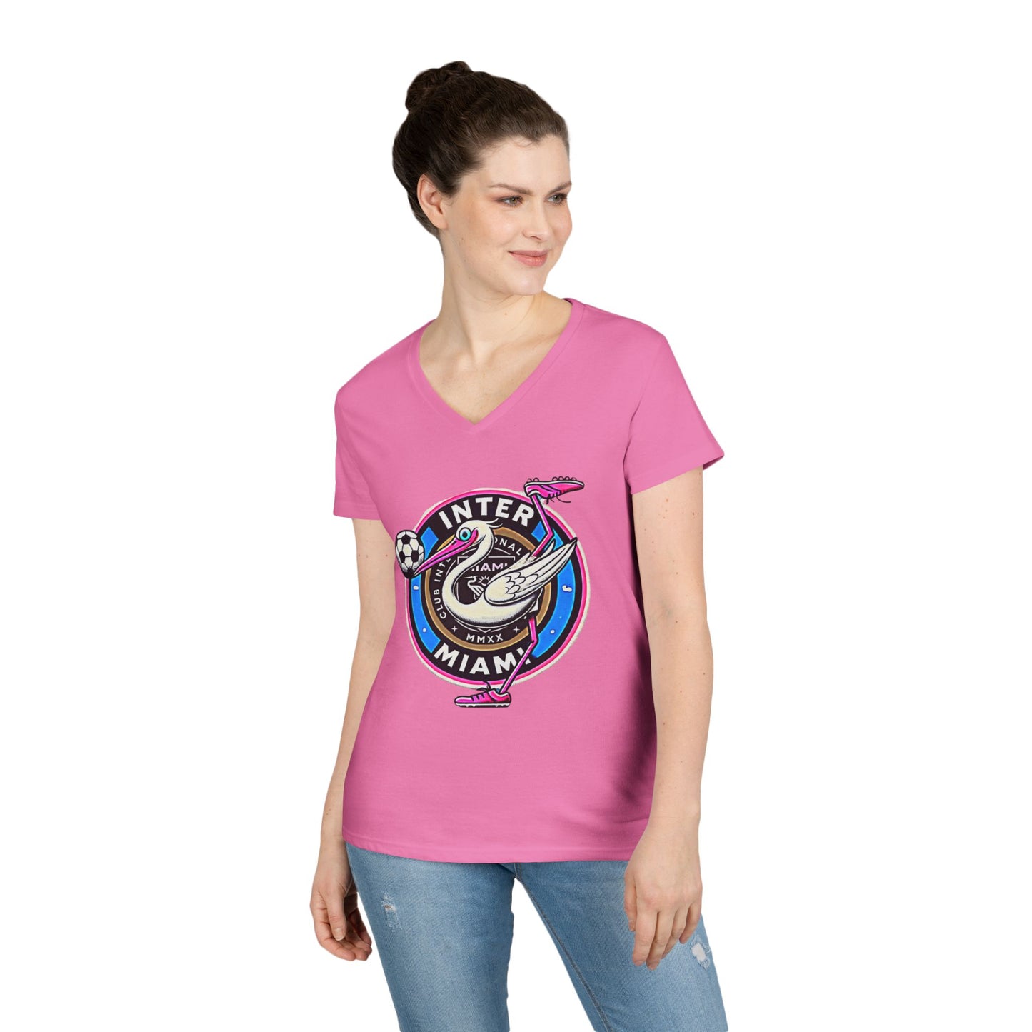 Inter Miami Soccer Ladies' V-Neck T-Shirt Sports Wear
