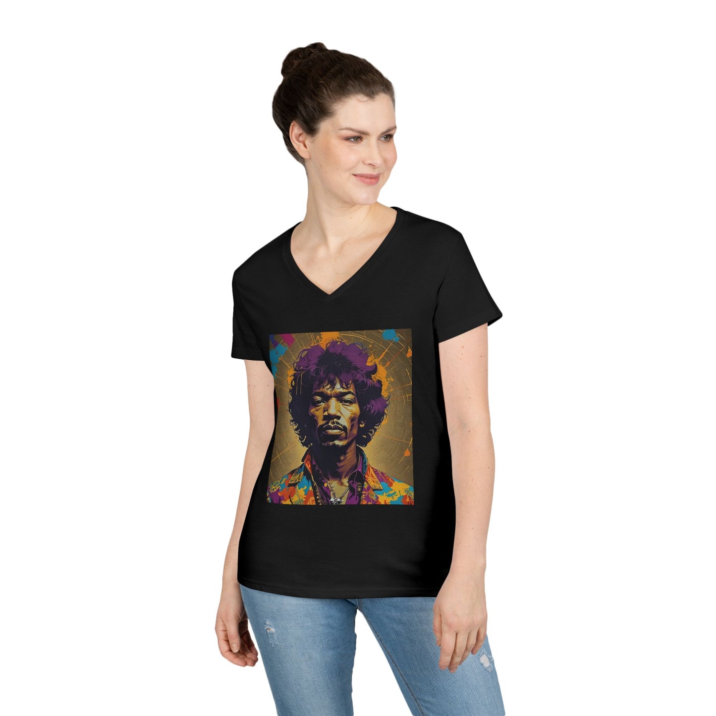 Jimmy Hendrix V-Neck Tee Gift Musician T-Shirt Music Lover Retro Vintage Style 1960’s