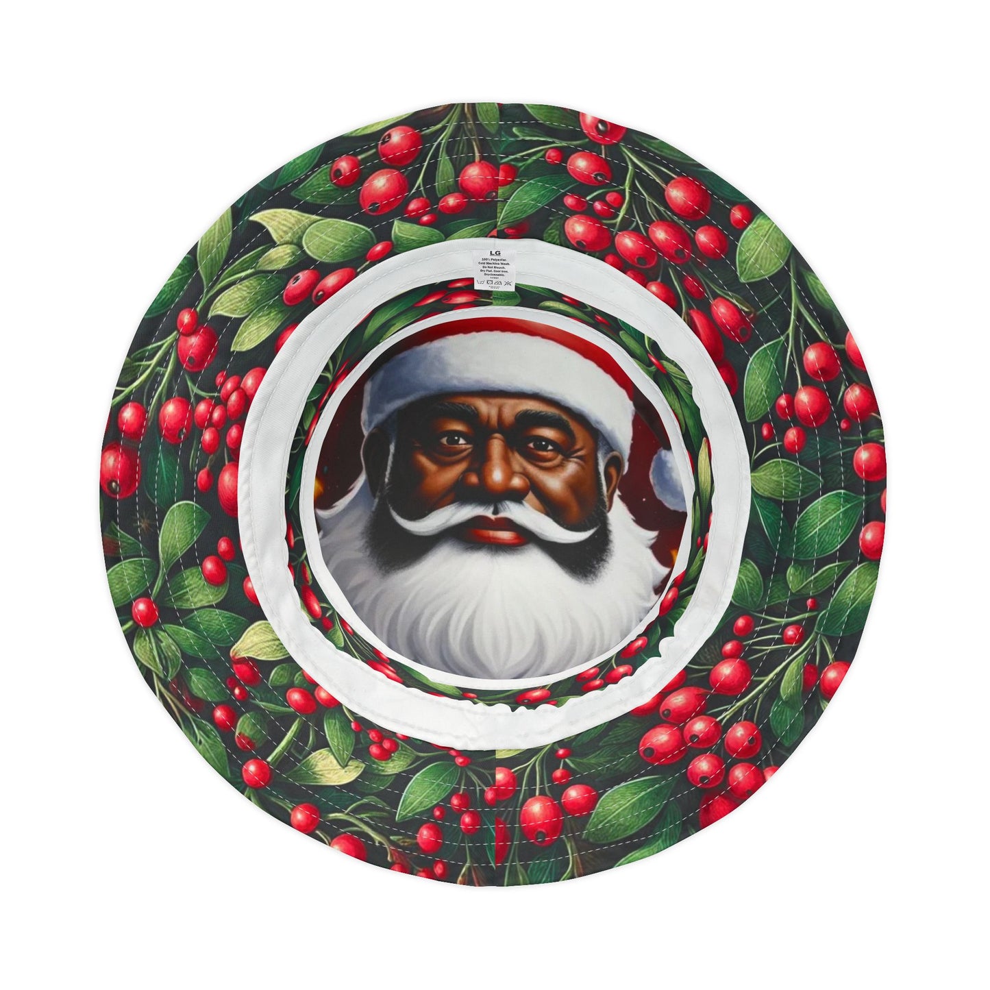 Black Santa Bucket Hat Mistletoe Kisses Christmas Gift for Him or Ger