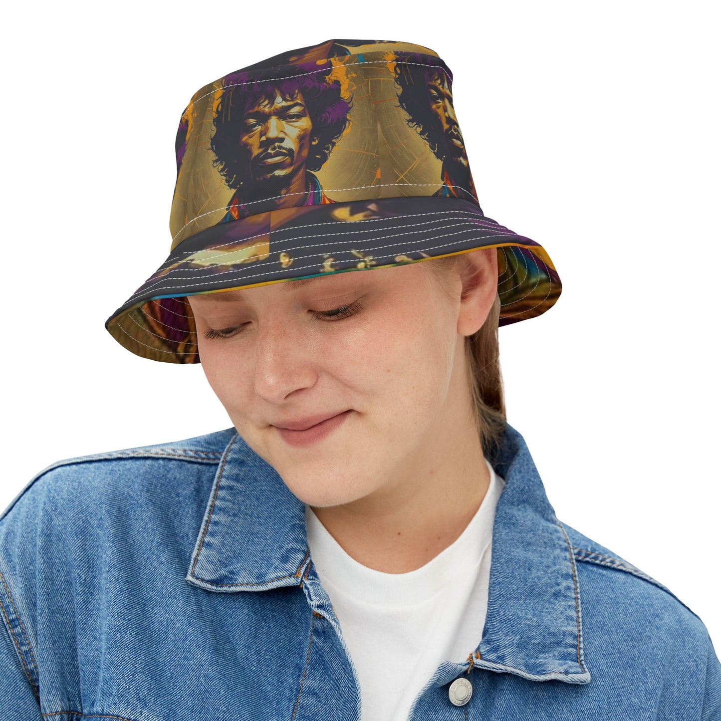 Jimmy Hendrix Bucket Hat Retro Style Musician Guitar 1960’s Hippy Boho Bohemian