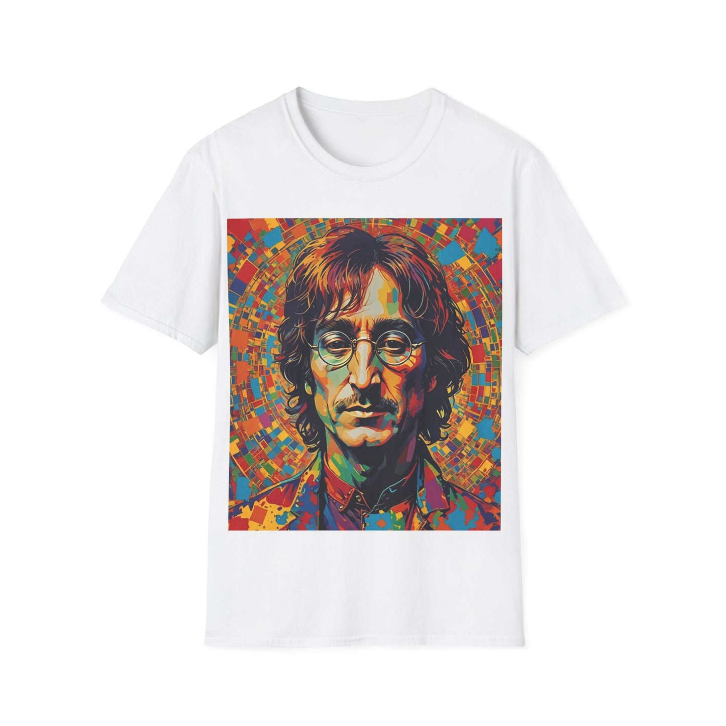 John Lennon Newest Unisex Softstyle T-Shirt Vintage Retro Style Musician 1960’s