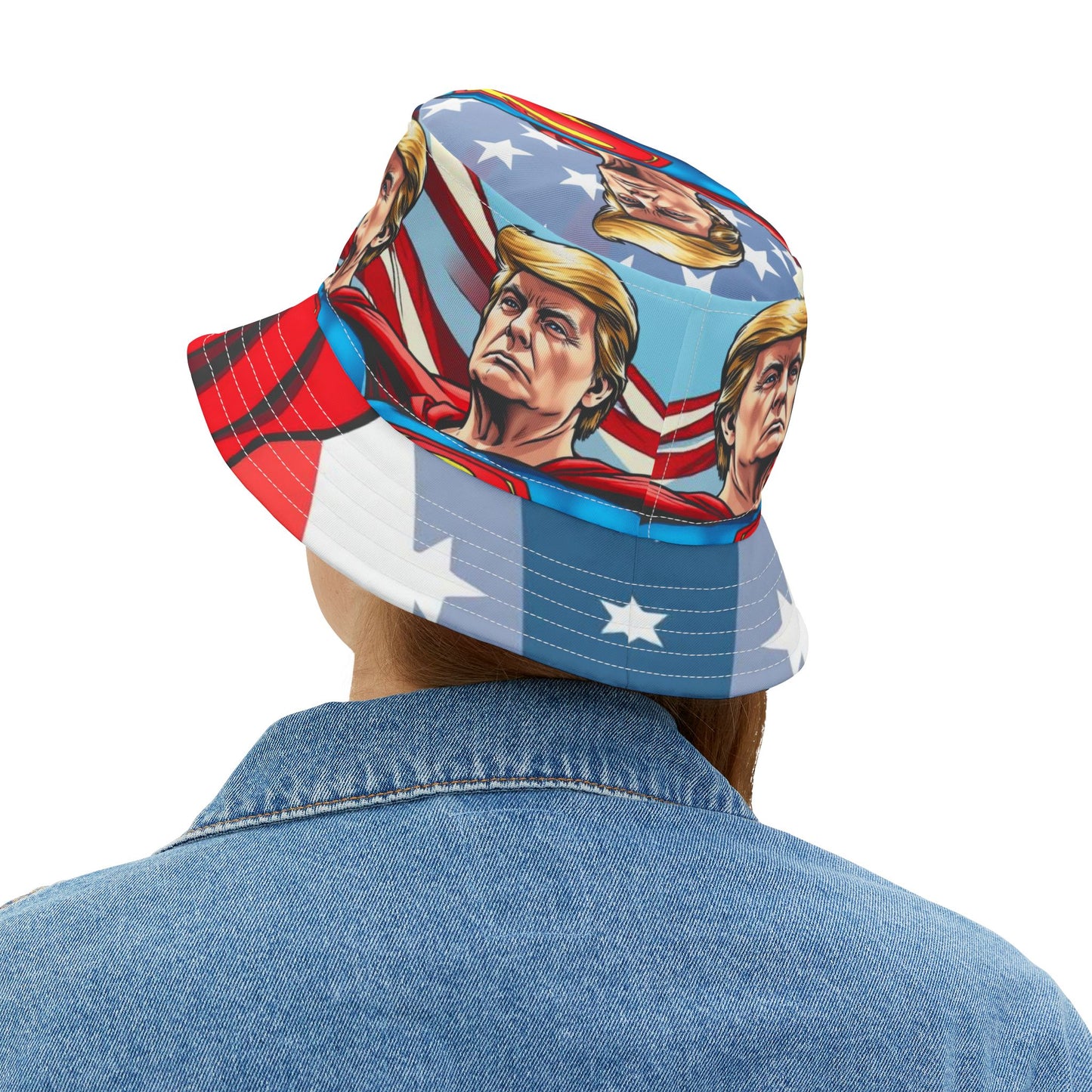 Trump Superman Bucket Hat President 45 47 Republican MAGA Gift