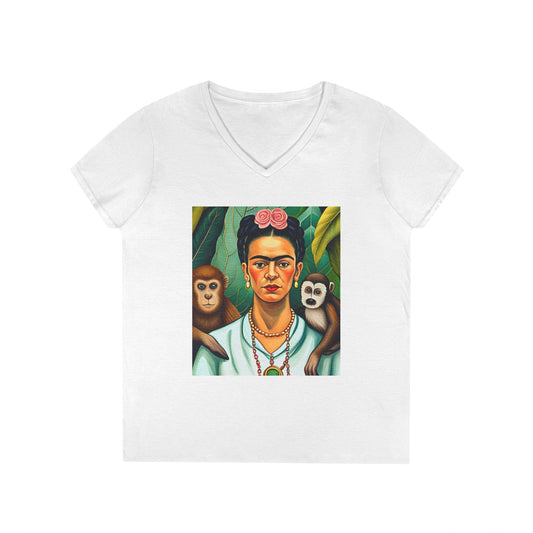 Frida Kahlo Ladies' V-Neck T-Shirt Artist Mexico Mexican