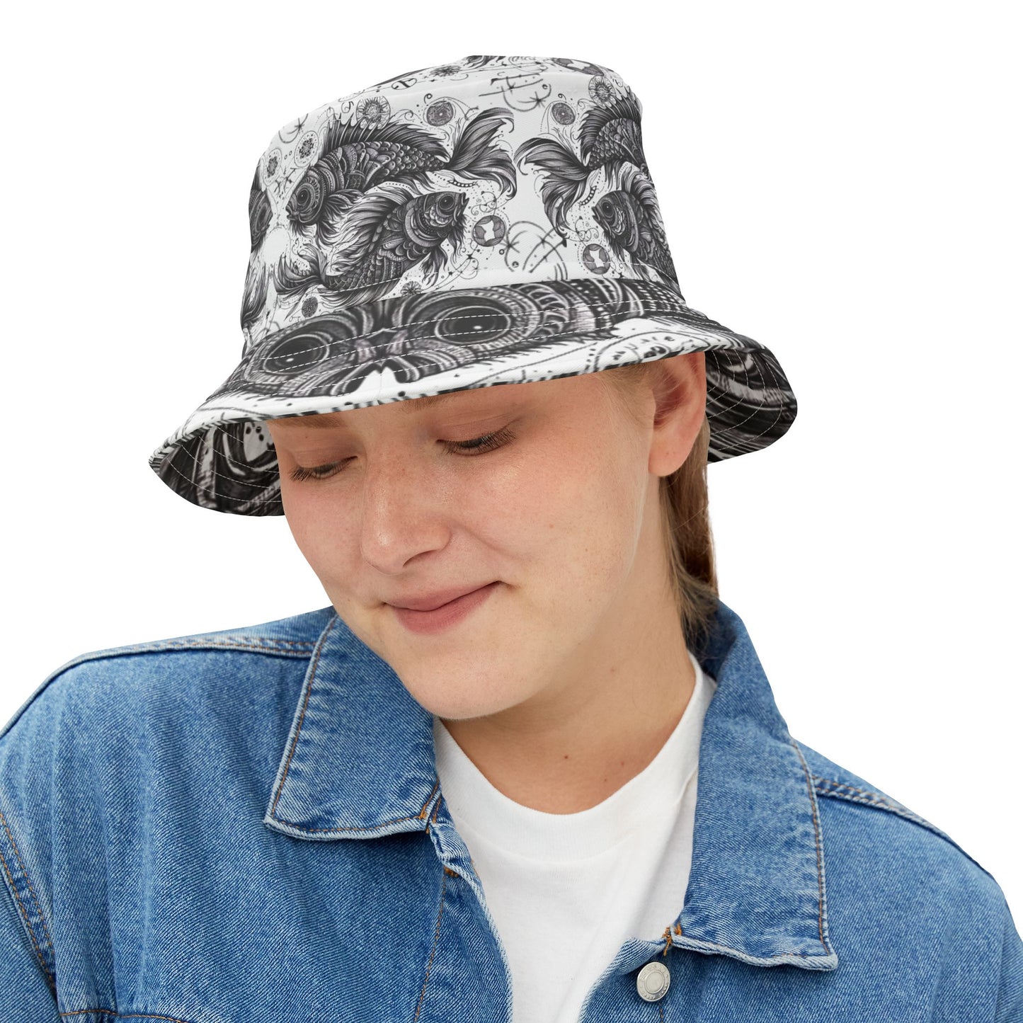 Pisces Two fish Bucket Hat Gift Zodiac Fishing Birthday Anniversary Christmas