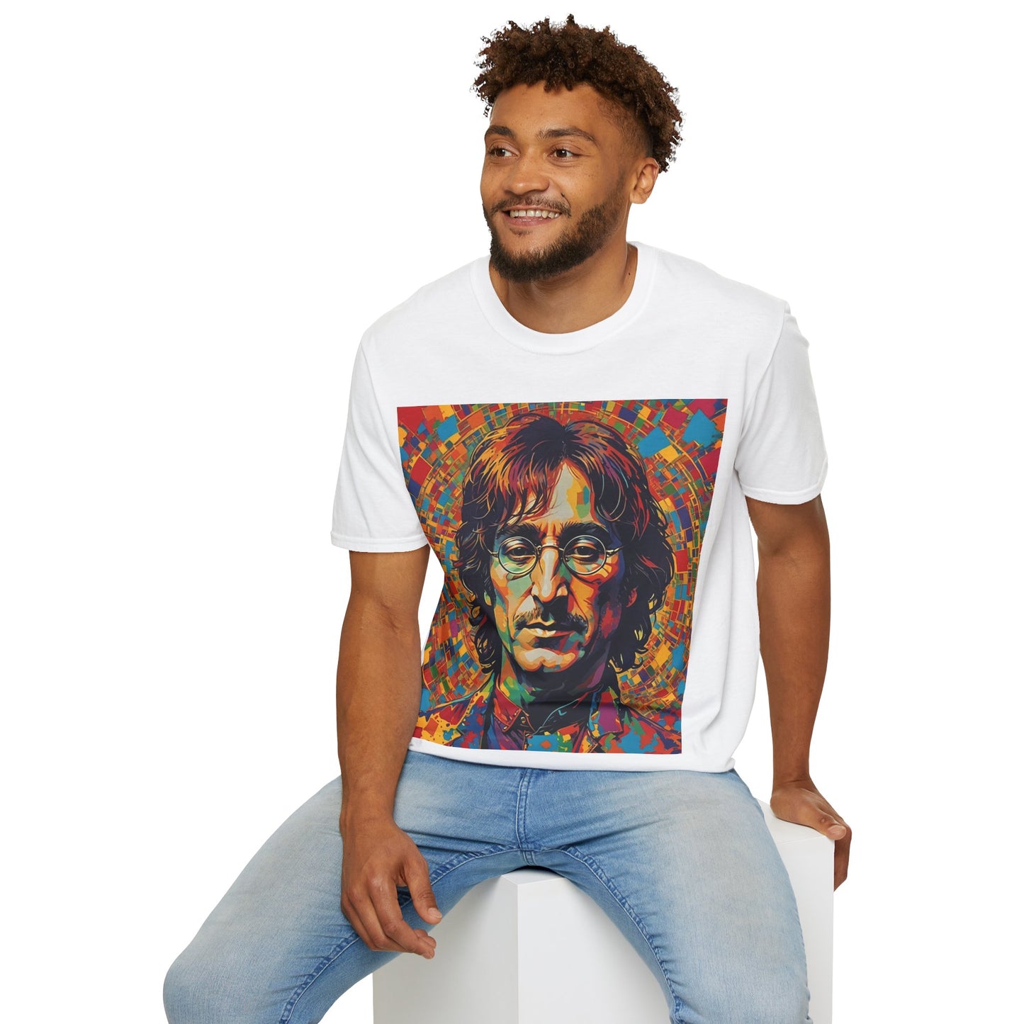 John Lennon Newest Unisex Softstyle T-Shirt Vintage Retro Style Musician 1960’s