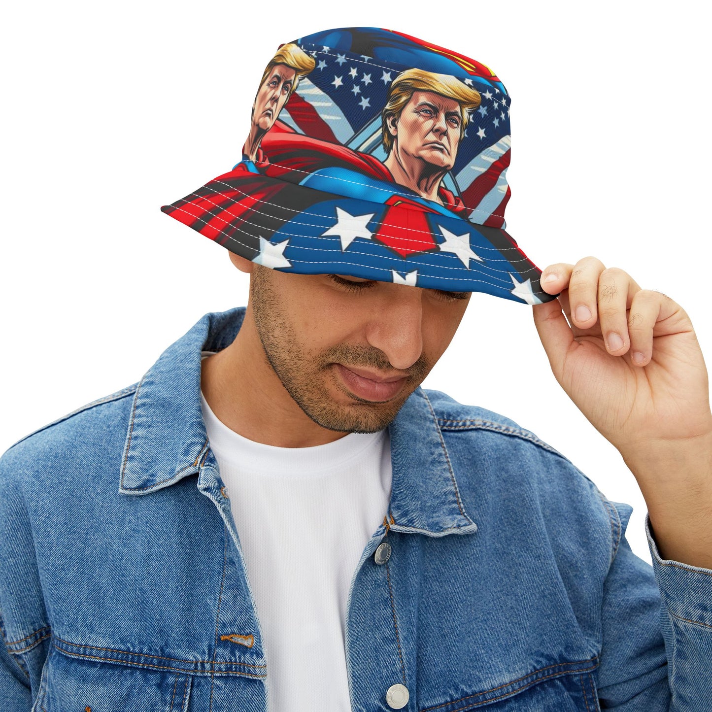 Trump Superman Bucket Hat President 45 47 Republican MAGA Gift