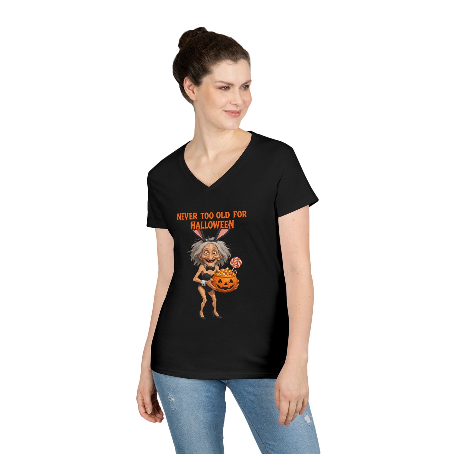 Halloween Ladies' V-Neck T-Shirt Never Too Old for Halloween Funny Gift