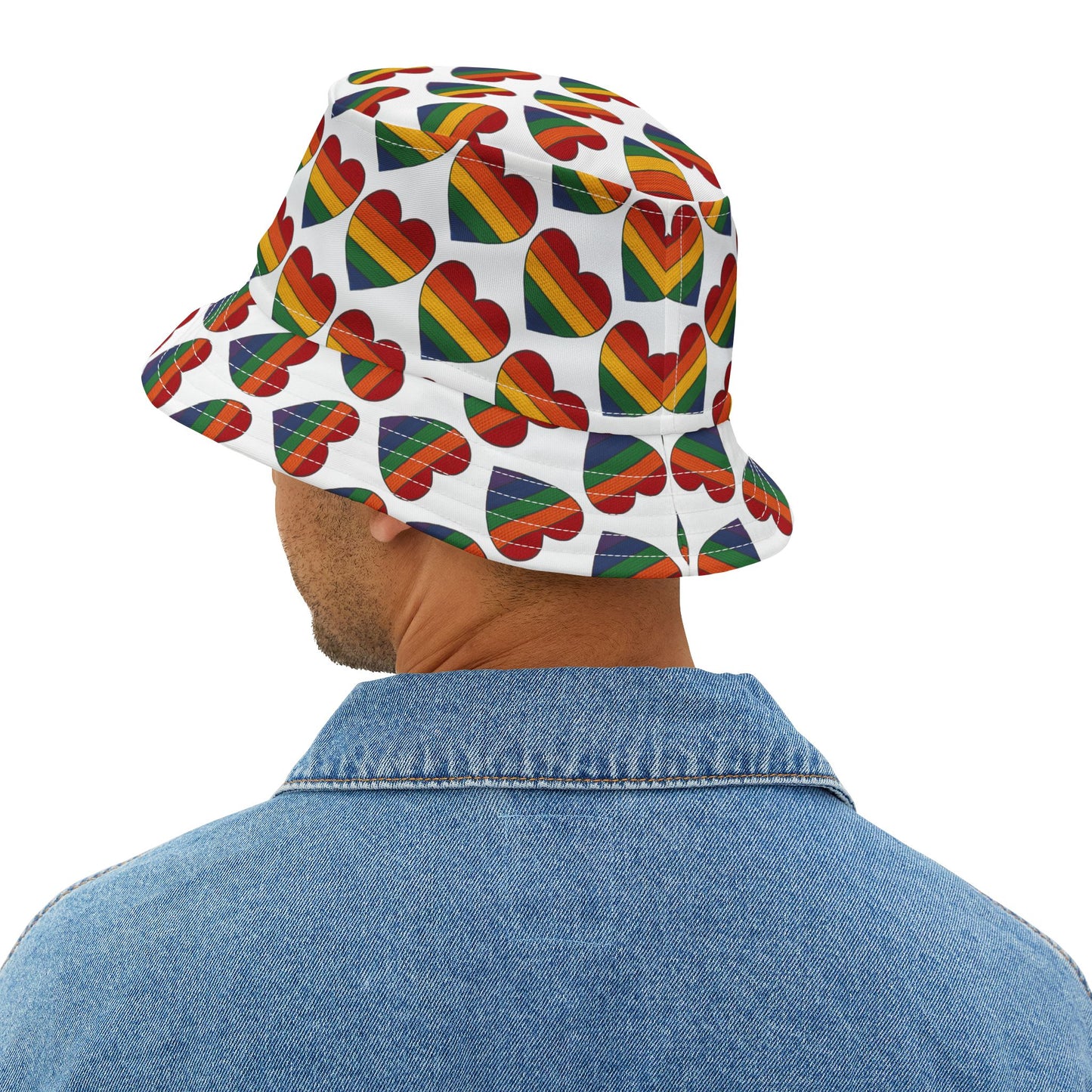 Pride Bucket Hat Hearts Gay Lesbian Trans Gift LGBTQIA+