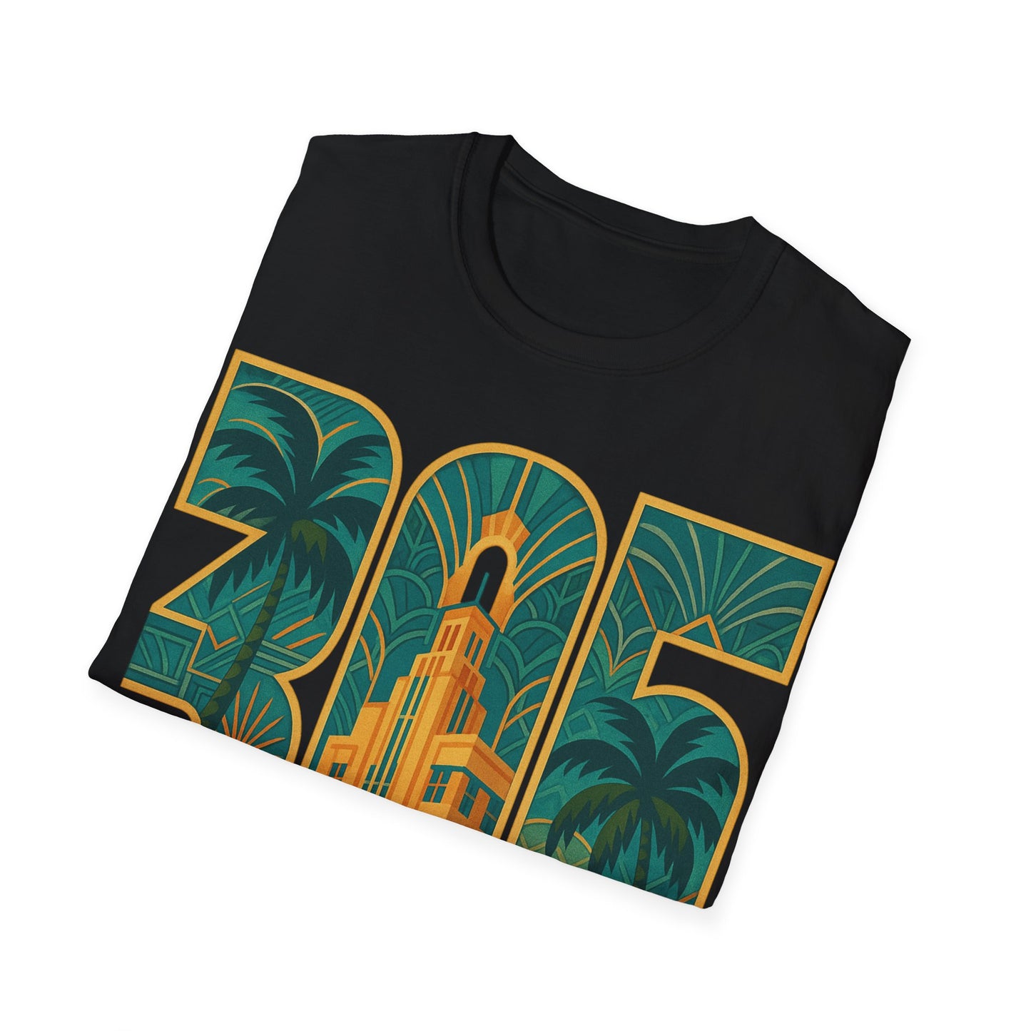 Miami shirt Unisex Softstyle T-Shirt Art Deco 305 Vacation