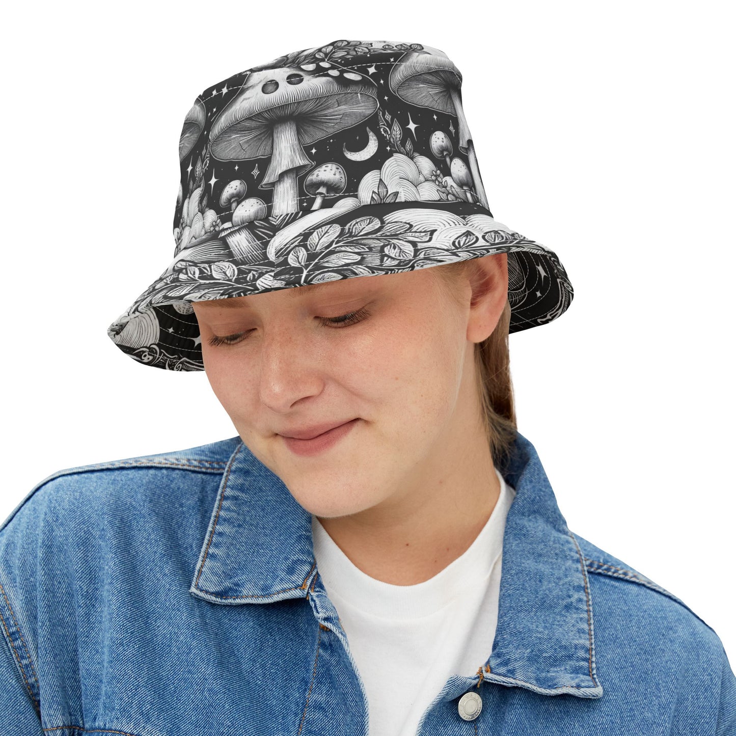 Mushroom Bucket Hat Gift Shrooms Fungi Holistic Fashion BOHO Vegan Vegitarian