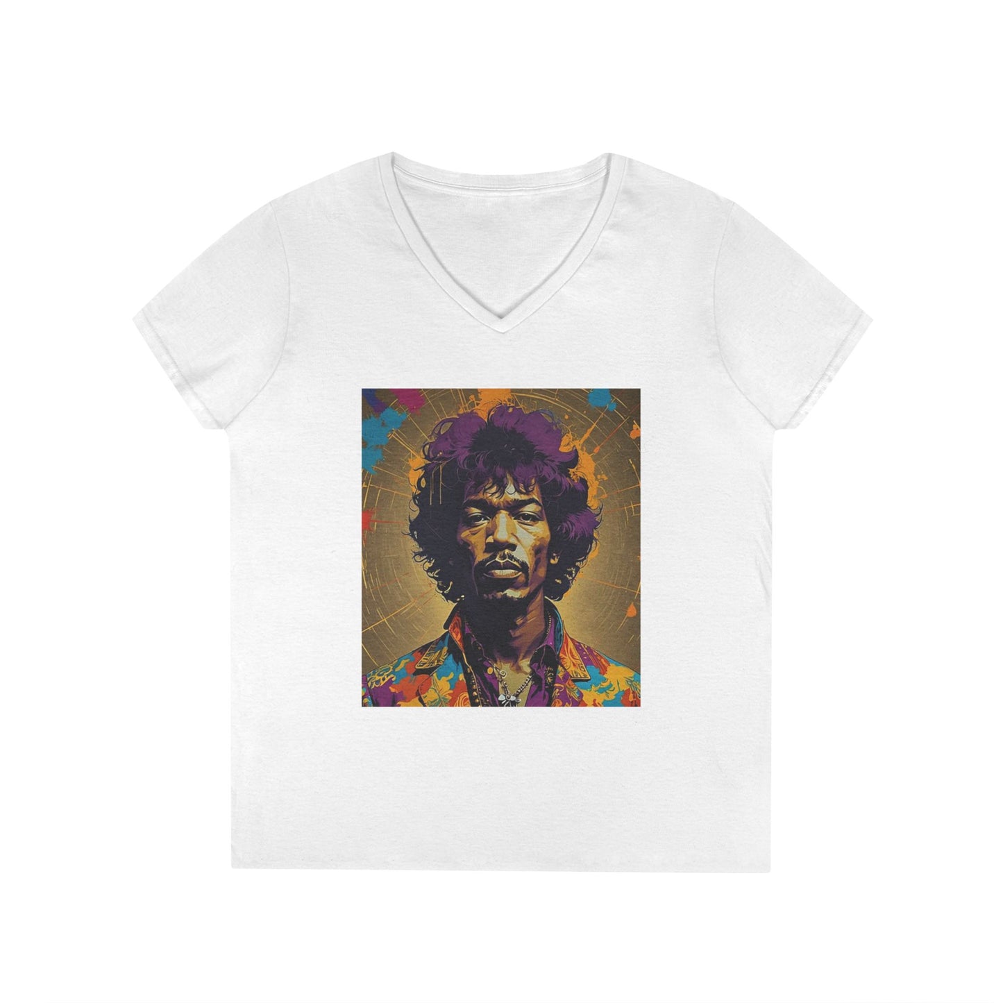 Jimmy Hendrix V-Neck Tee Gift Musician T-Shirt Music Lover Retro Vintage Style 1960’s