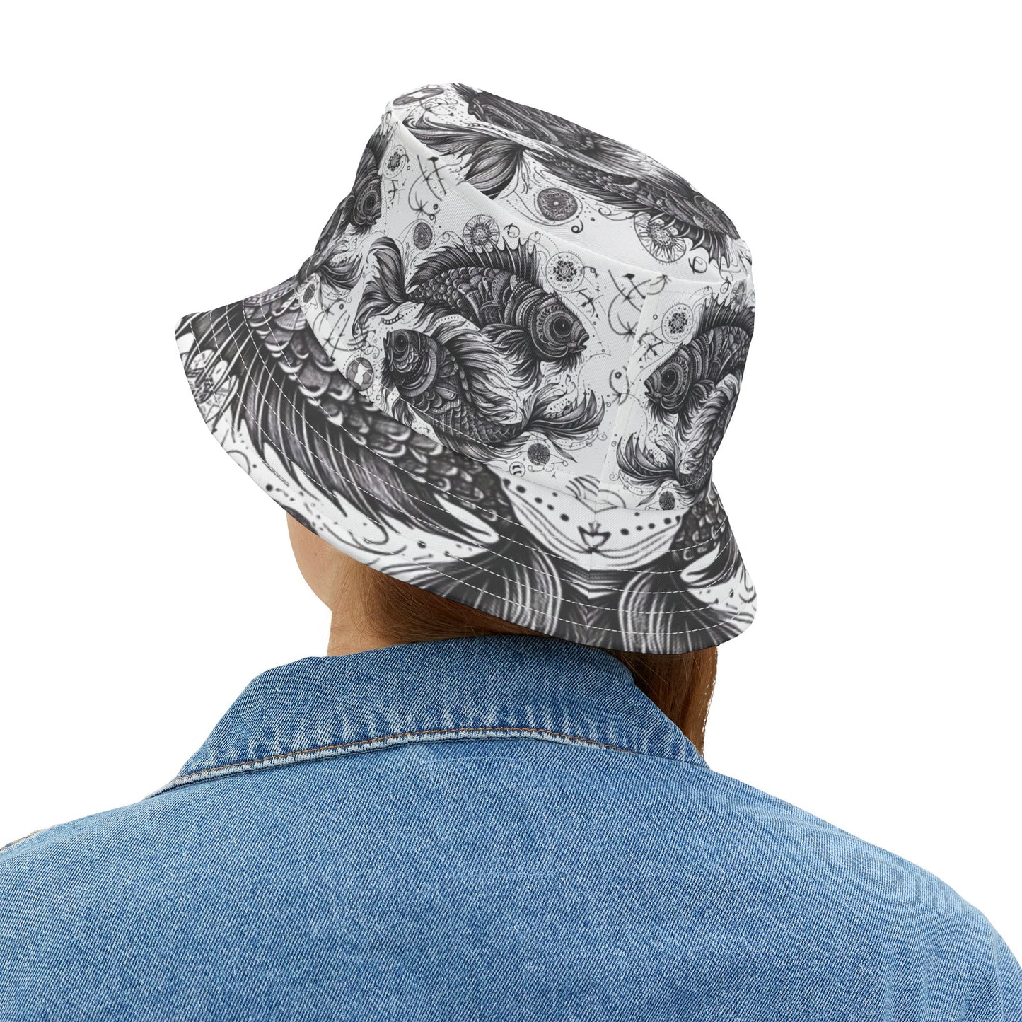 Pisces Two fish Bucket Hat Gift Zodiac Fishing Birthday Anniversary Christmas