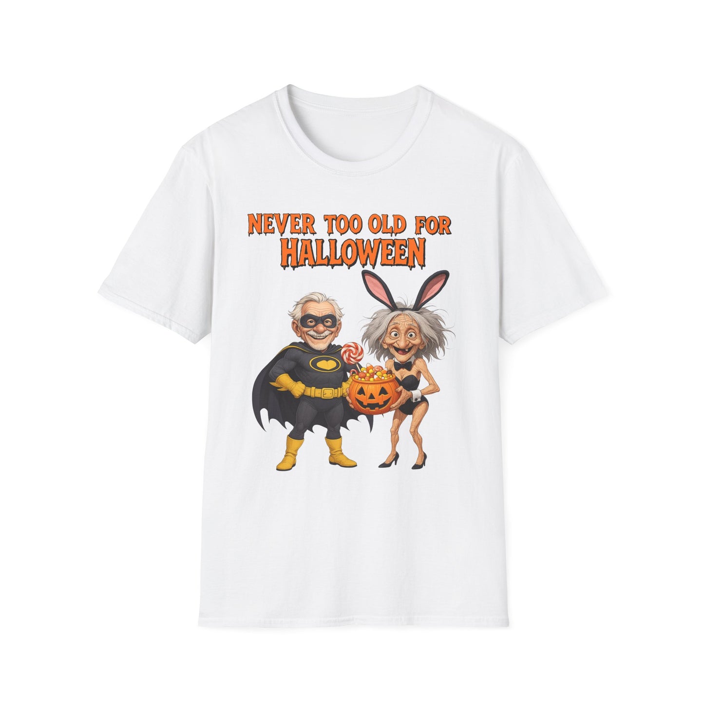 Halloween Unisex Softstyle T-Shirt Never too Old For Halloween Funny Couple