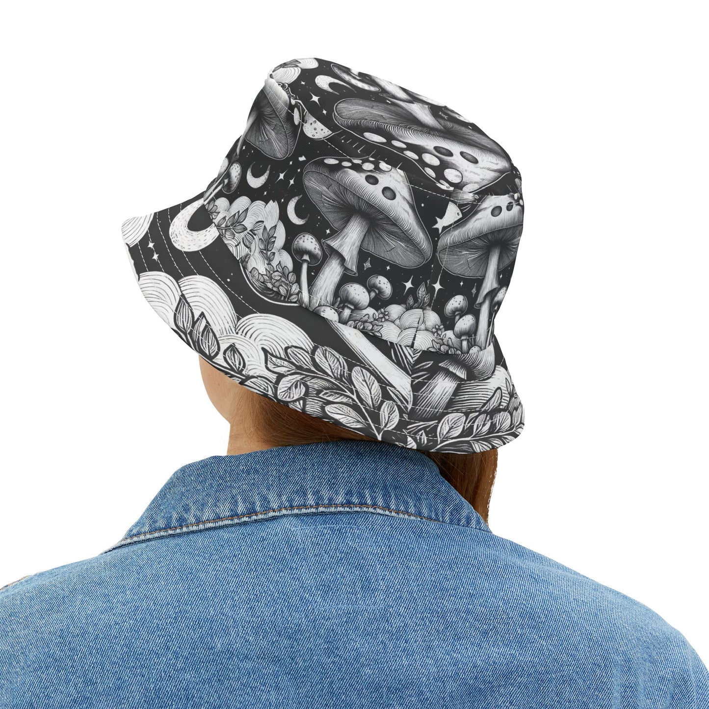 Mushroom Bucket Hat Gift Shrooms Fungi Holistic Fashion BOHO Vegan Vegitarian
