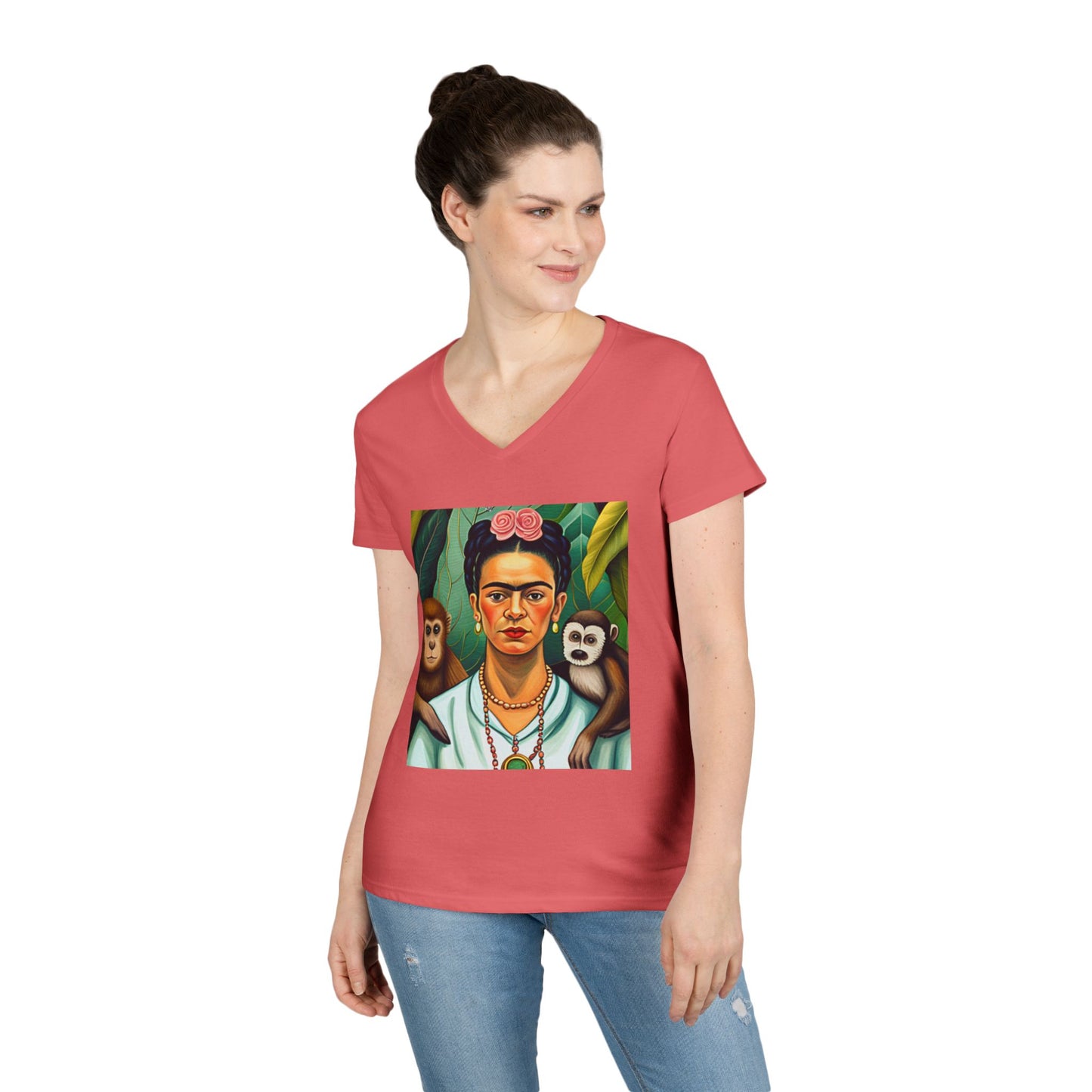 Frida Kahlo Ladies' V-Neck T-Shirt Artist Mexico Mexican