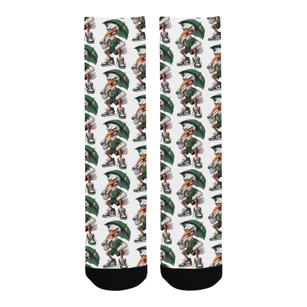 Miami Hurricanes Socks University of Miami UM Football Men’s Crew Socks