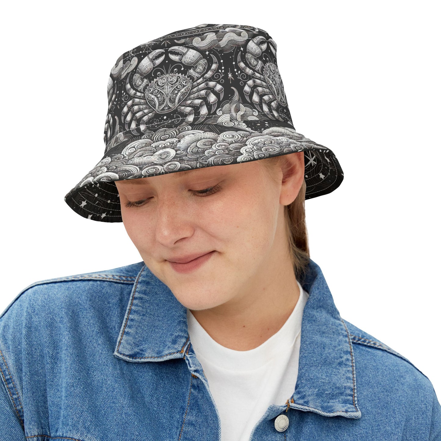 Cancer Zodiac Bucket Hat Crab Night Sky Gift Unisex
