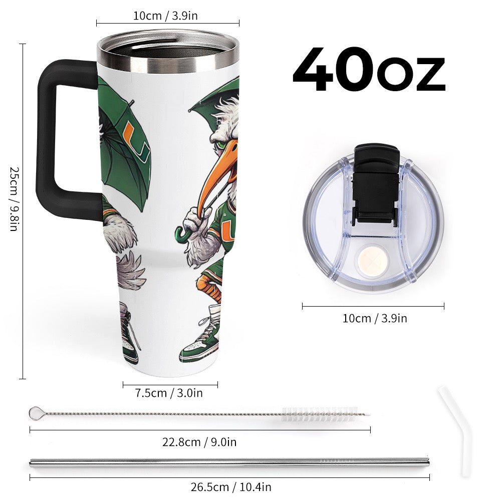 Hurricanes UM University of Miami 40oz Large Capacity Car Cup