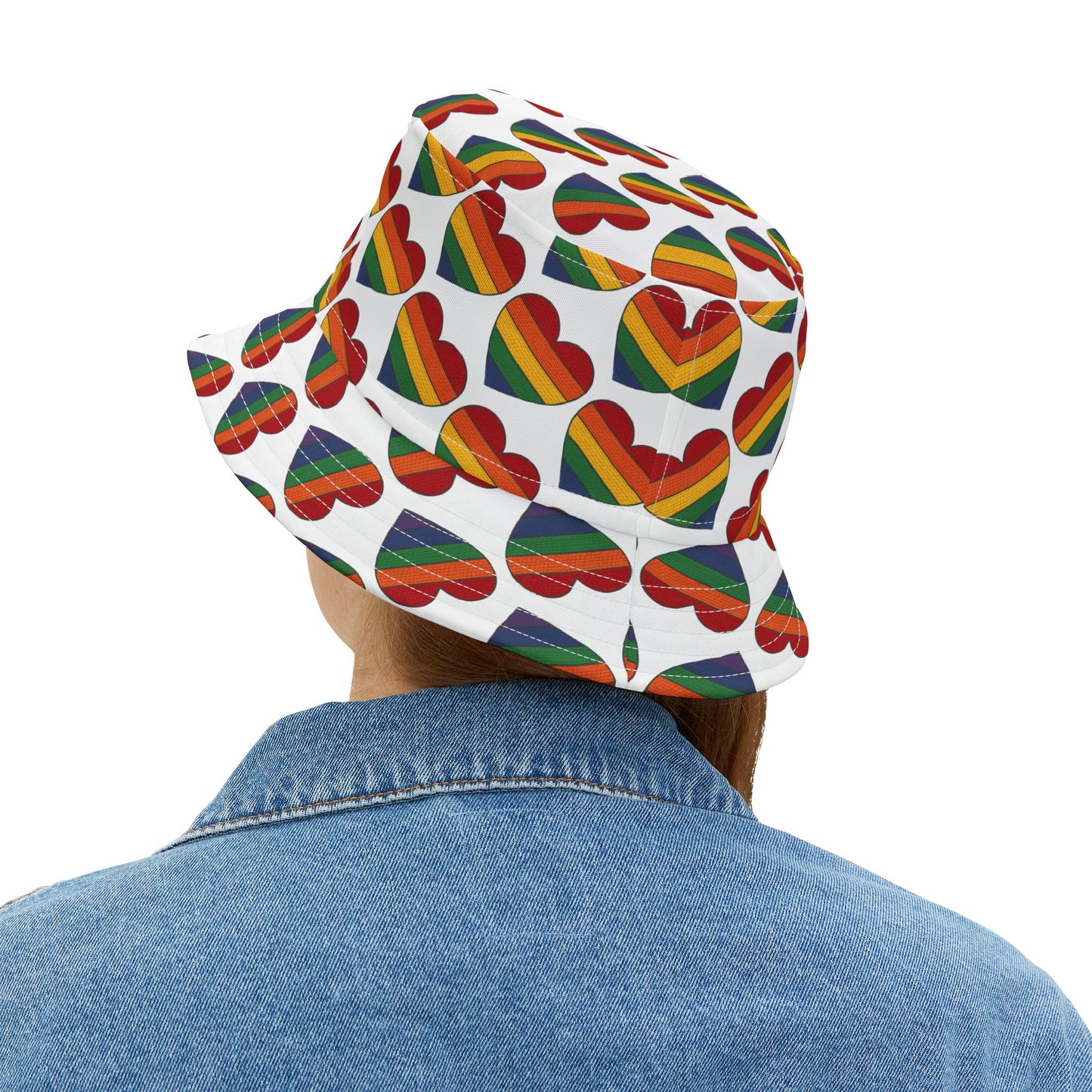 Pride Bucket Hat Hearts Gay Lesbian Trans Gift LGBTQIA+