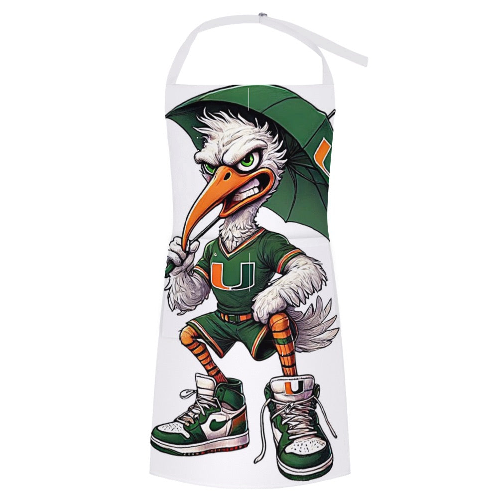 Hurricanes UM University of Miami Adult apron with pockets