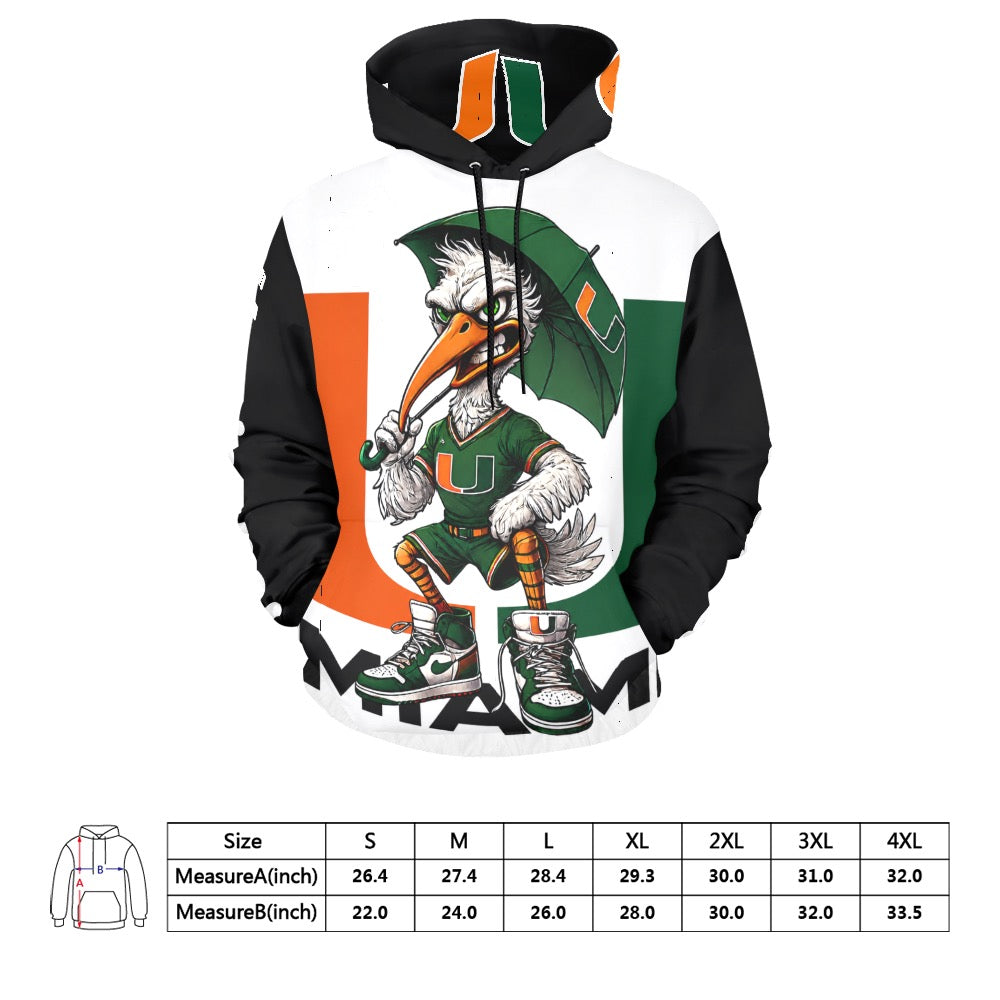 Hurricane UM University of Miami Men's All Over Print Hoodie