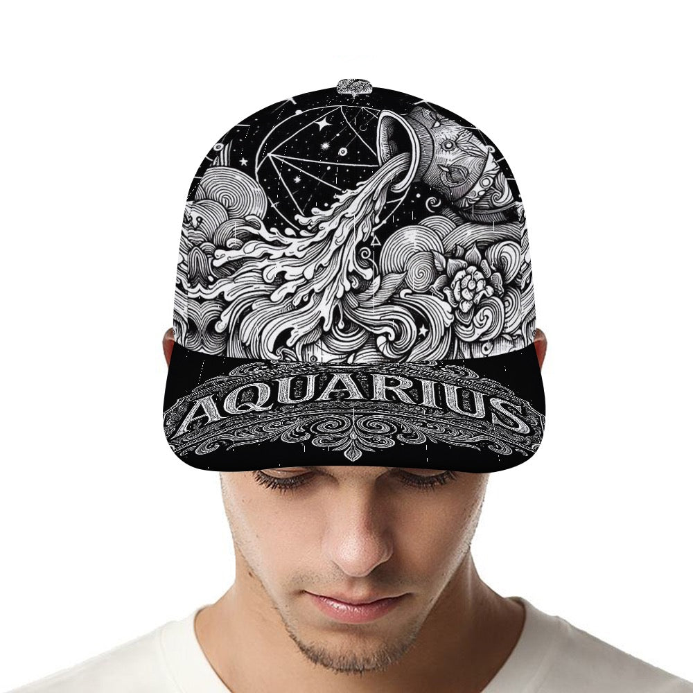 Aquarius Zodiac Trucker Hat, Aquarius Baseball Cap, Astrology Hat, Aquarius Gift
