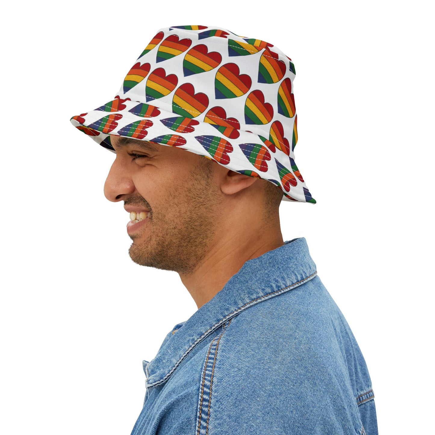 Pride Bucket Hat Hearts Gay Lesbian Trans Gift LGBTQIA+