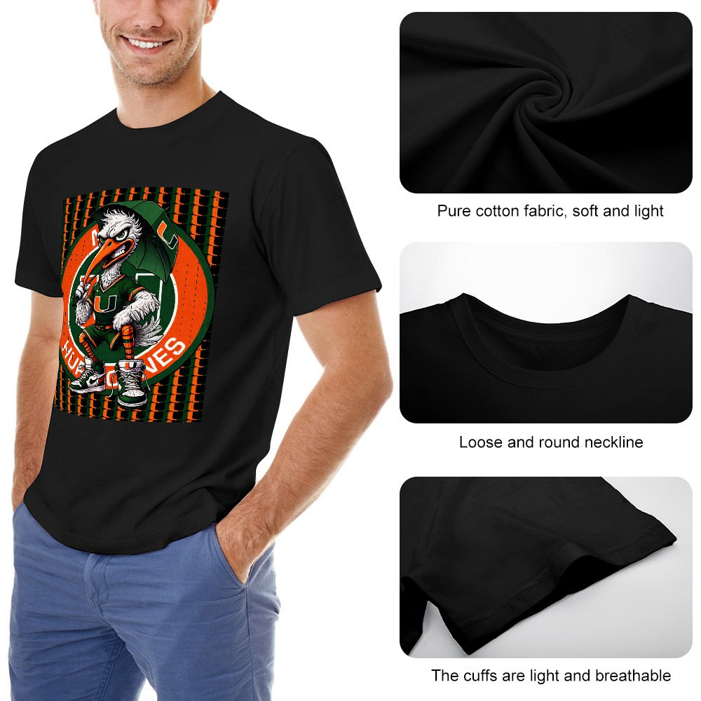 Hurricanes UM University of Miami Men's T-shirt 100% cotton