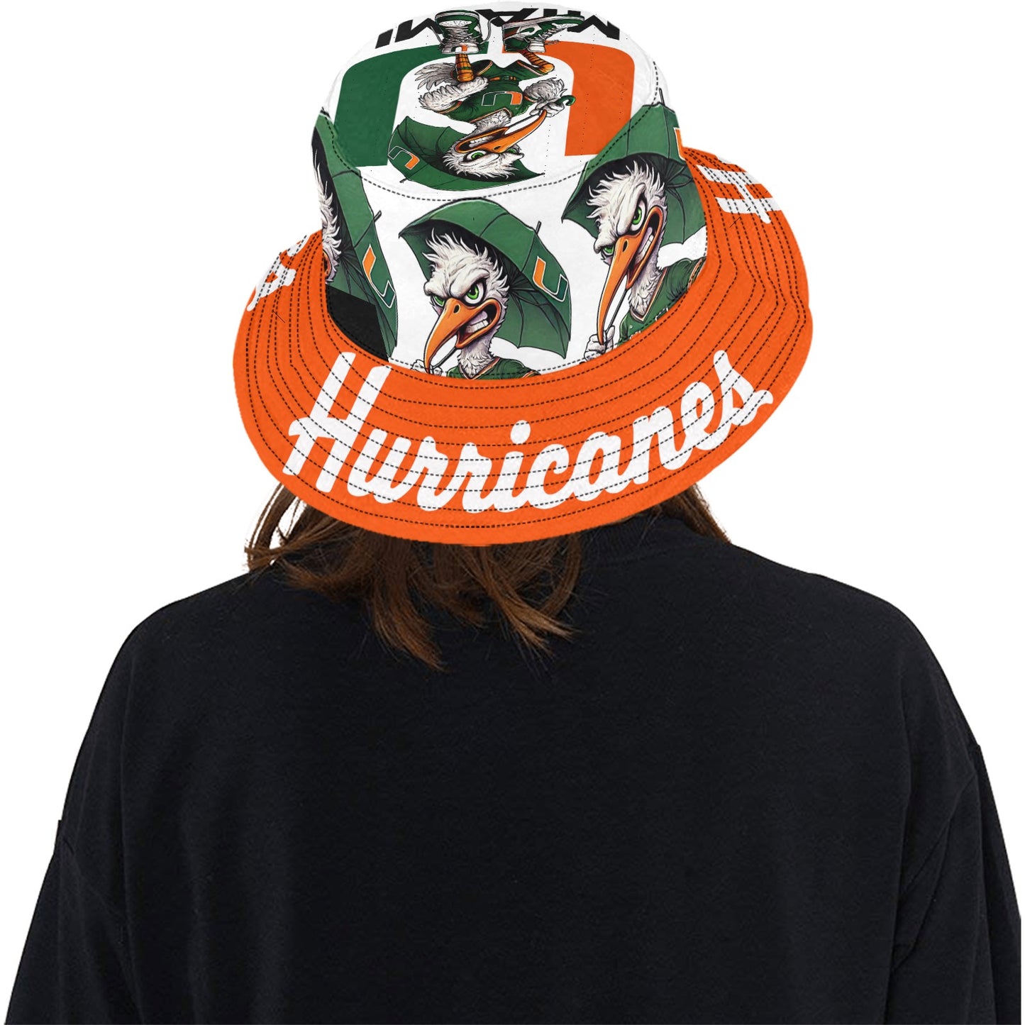 Miami Hurricanes UM University of Miami Unisex Bucket Hat – Summer Football Fan Hat Size Medium