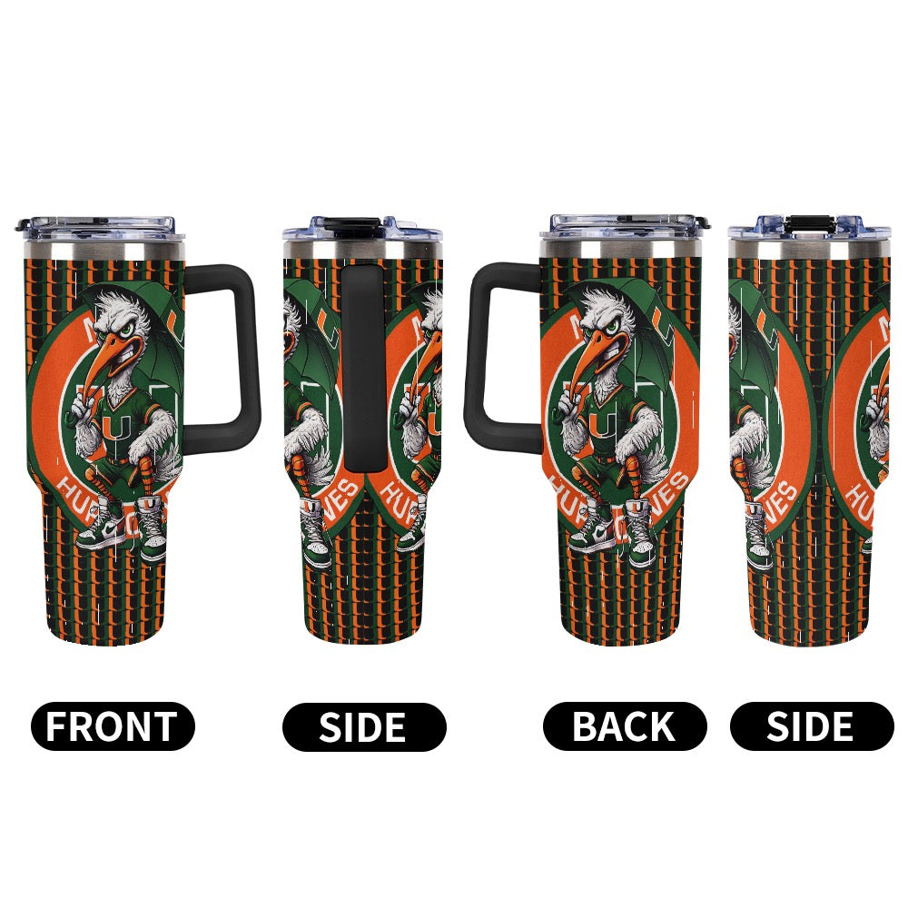 🟧🟩 Hurricanes UM University of Miami Car Cup – 40oz Stainless Steel Travel Mug 🟧🟩