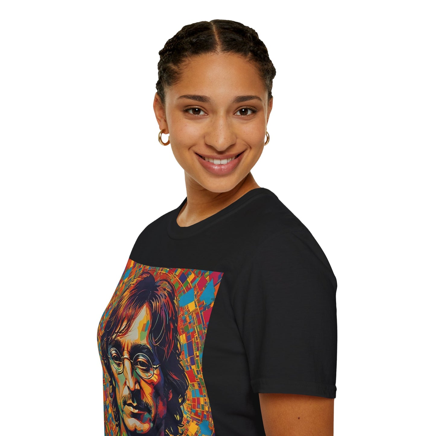 John Lennon Newest Unisex Softstyle T-Shirt Vintage Retro Style Musician 1960’s