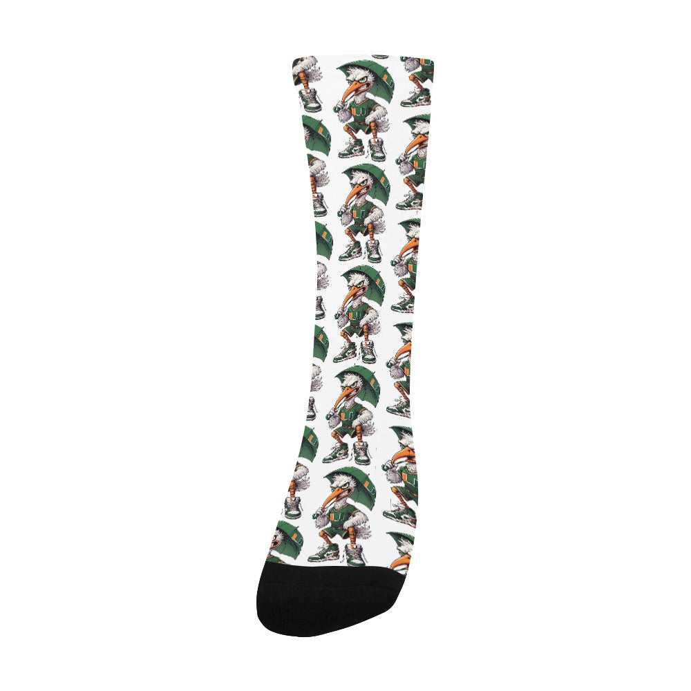 Miami Hurricanes Socks University of Miami UM Football Men’s Crew Socks